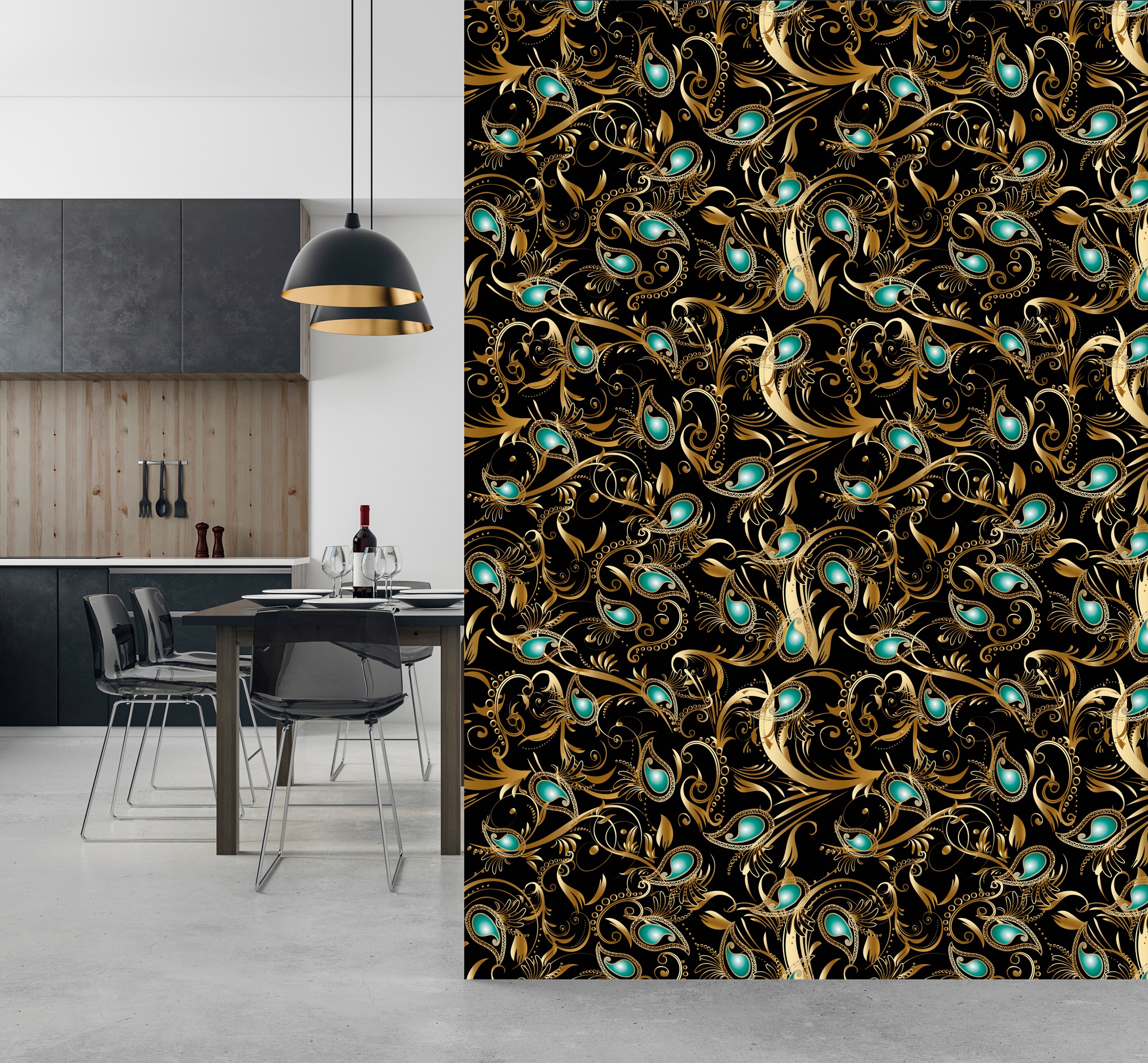 queence Vinyltapete »Nisa«, gemustert-Farbverlauf-bedruckt-abstrakt, 90x250cm, selbstklebend, kinderleichte Anbringung, Sticker