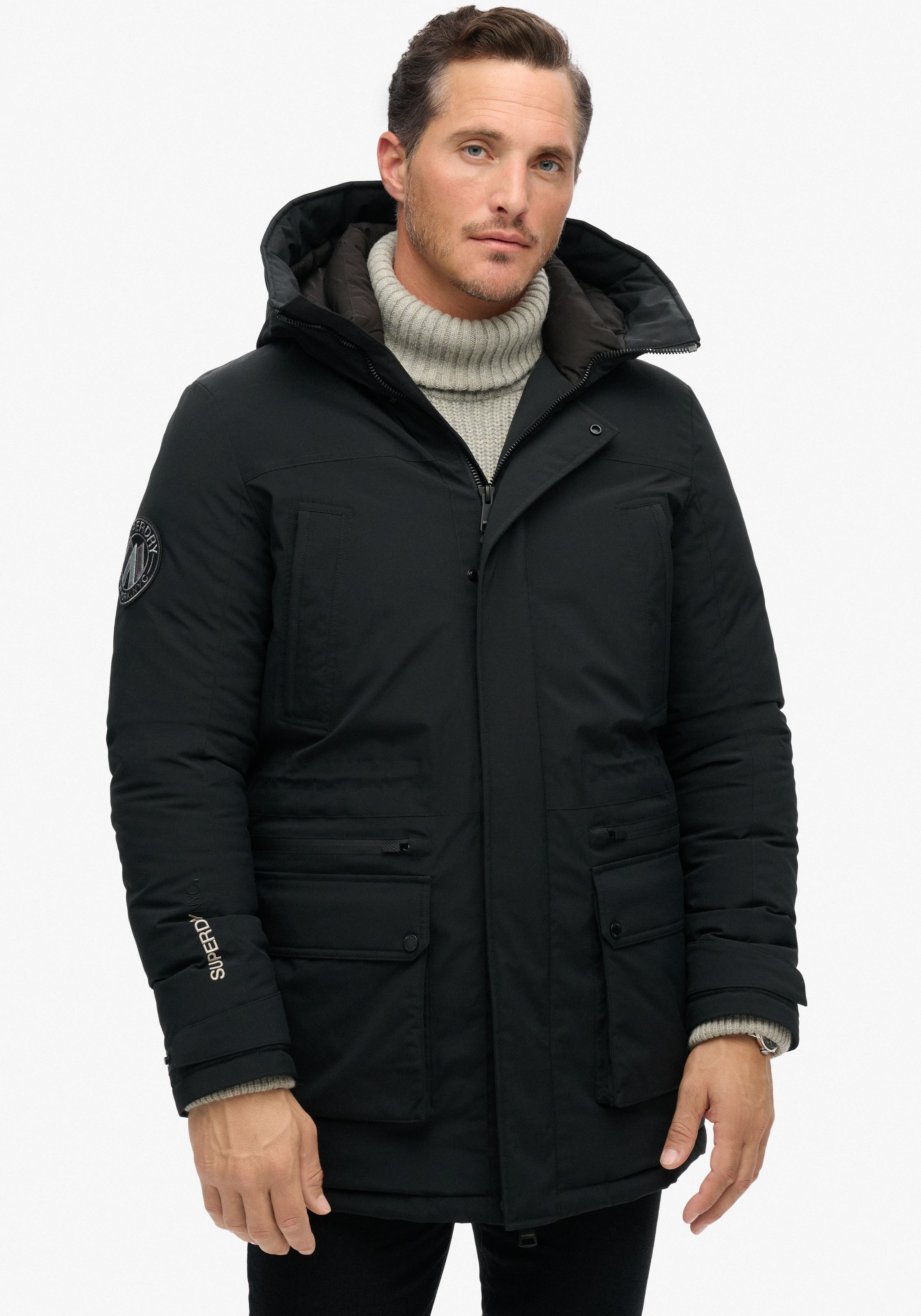 Superdry Steppjacke "City Padded Parka Jacket" mit Kapuze Loose Fit, mit Reißverschluss