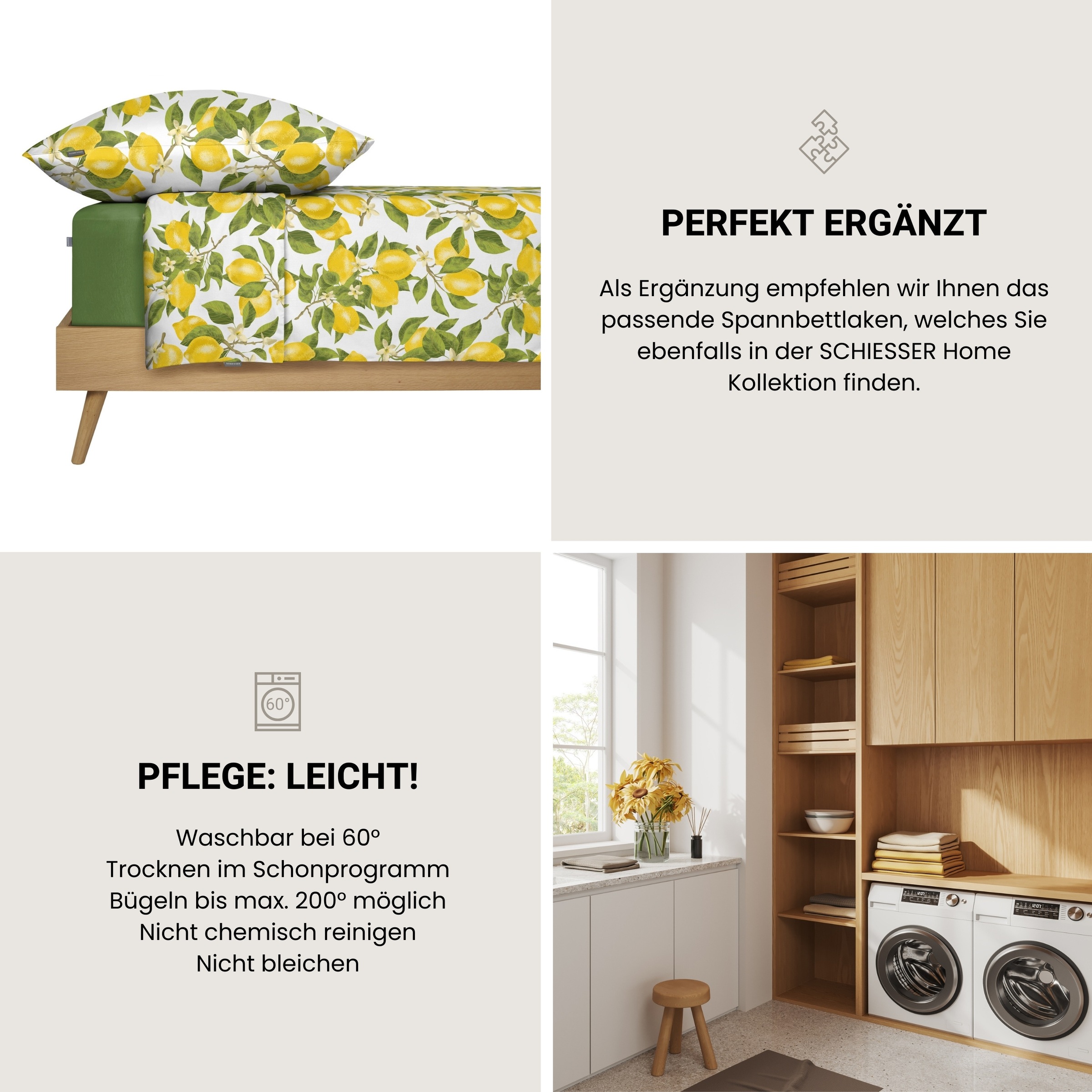 Schiesser Bettwäsche »Limona aus weicher Baumwolle mit floralem Design« 2 MADE IN GREEN by OEKO-TEX®