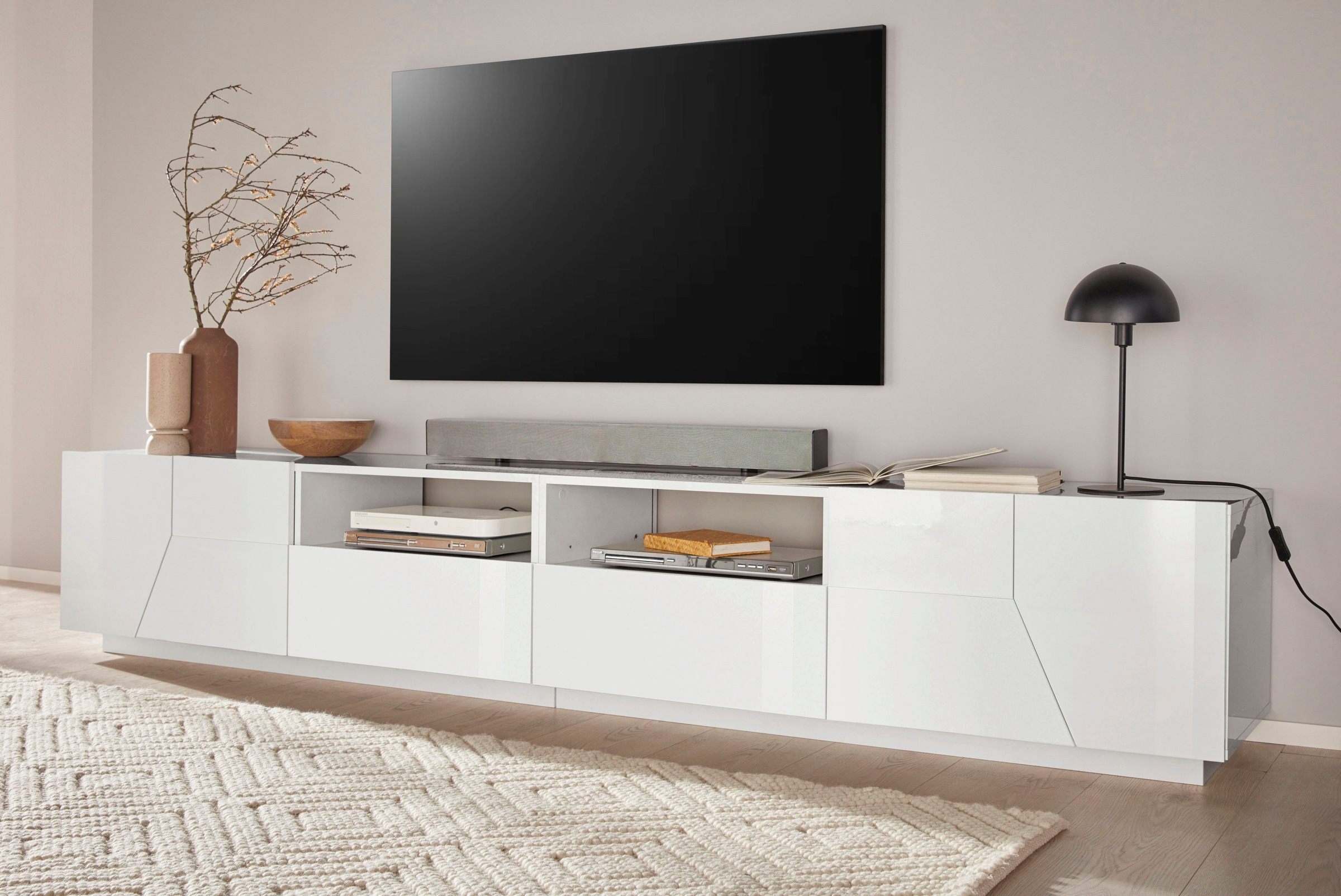 INOSIGN Lowboard »ALIEN- TV-Board, mit 4 Türen, 2 Schubladen und 2 offenen Fächern«, TV-Kommode Breite ca. 260 cm "Made in Italy"