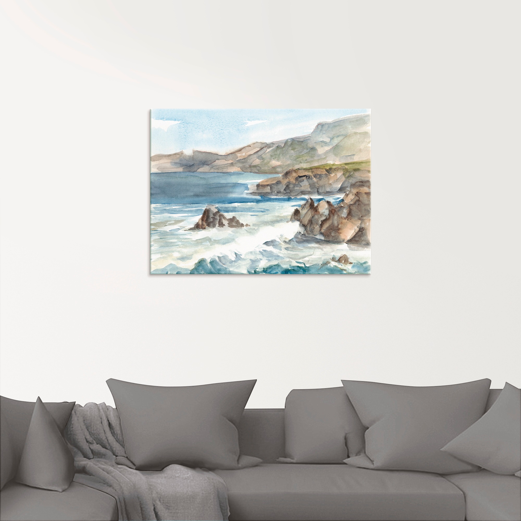 Artland Glasbild "Wasserfarben Küste II" Küste 1 Stk. tlg. in verschiedenen günstig online kaufen