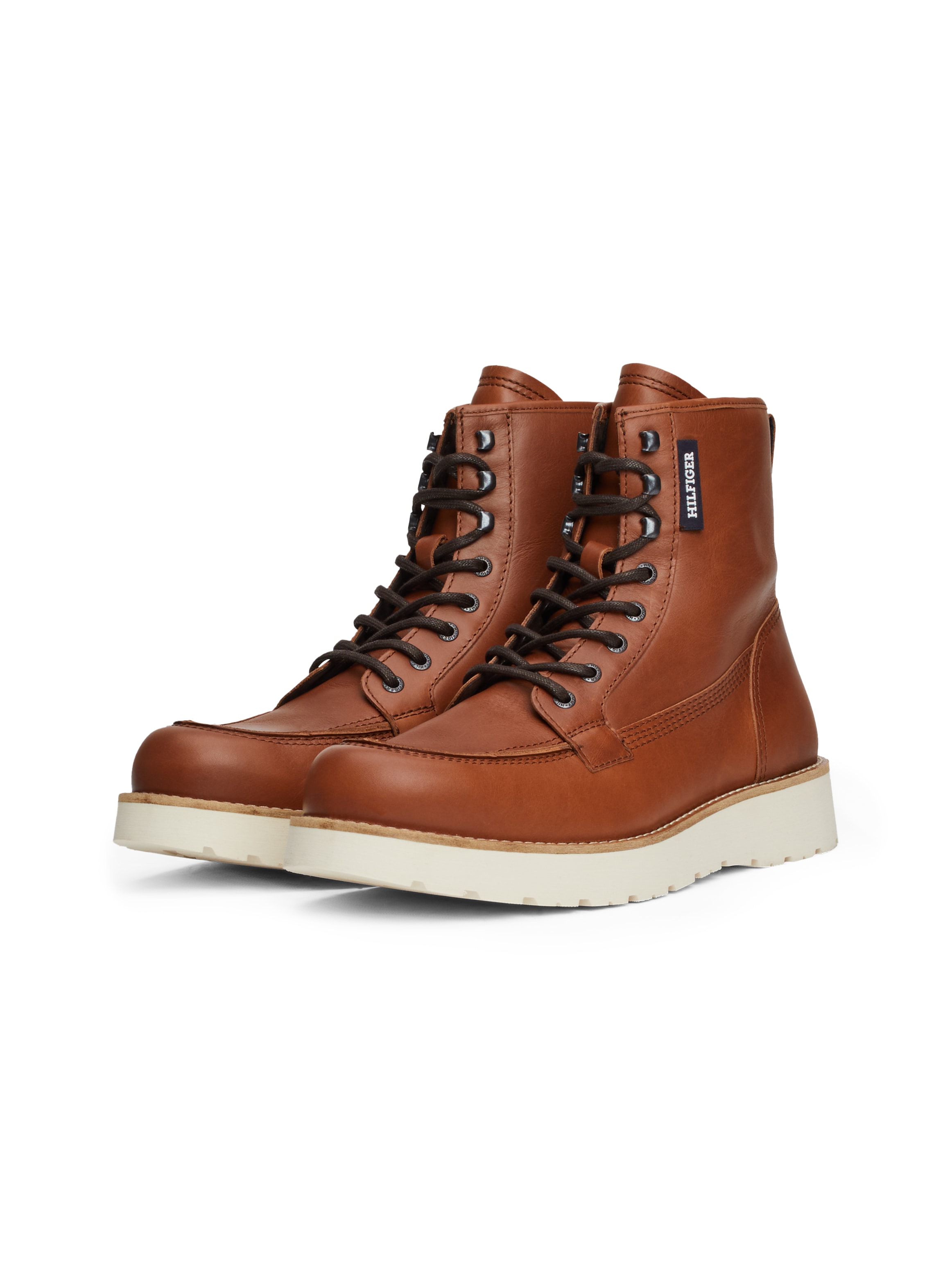 Tommy Hilfiger Schnürboots "TH AMERICAN PREM CHECK LTH BOOT", Plateau, Herbstmode, Schnürstiefelette mit Label