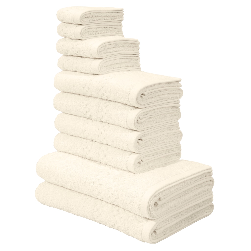 Home affaire Handtücher »Regona, flauschig und weich, Premium Handtücher mit Bordüre, 500 gr/m²«, (Set, 10 St., 2 Duschtücher-4 Handtücher-2 Gästetücher-2 Seiftücher)