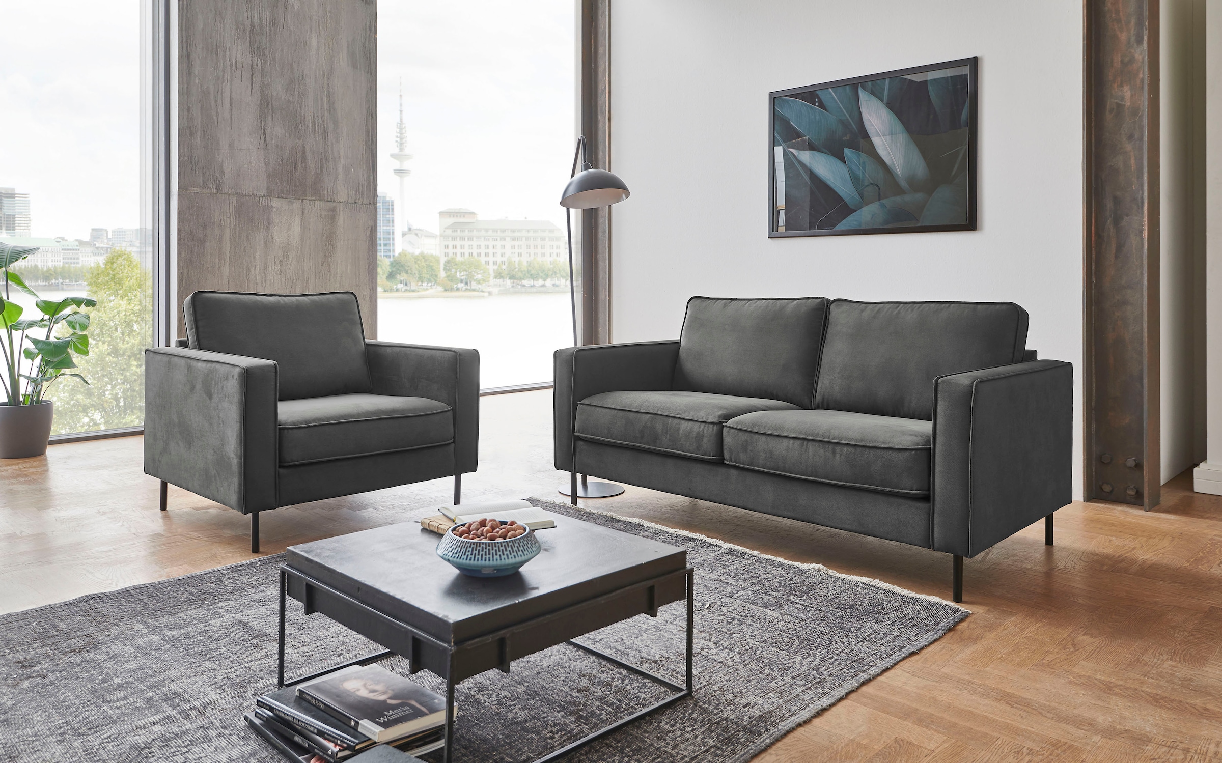 ATLANTIC home collection im mit 2-Sitzer, skandinavischem BAUR Stil, | bestellen Wellenunterfederung
