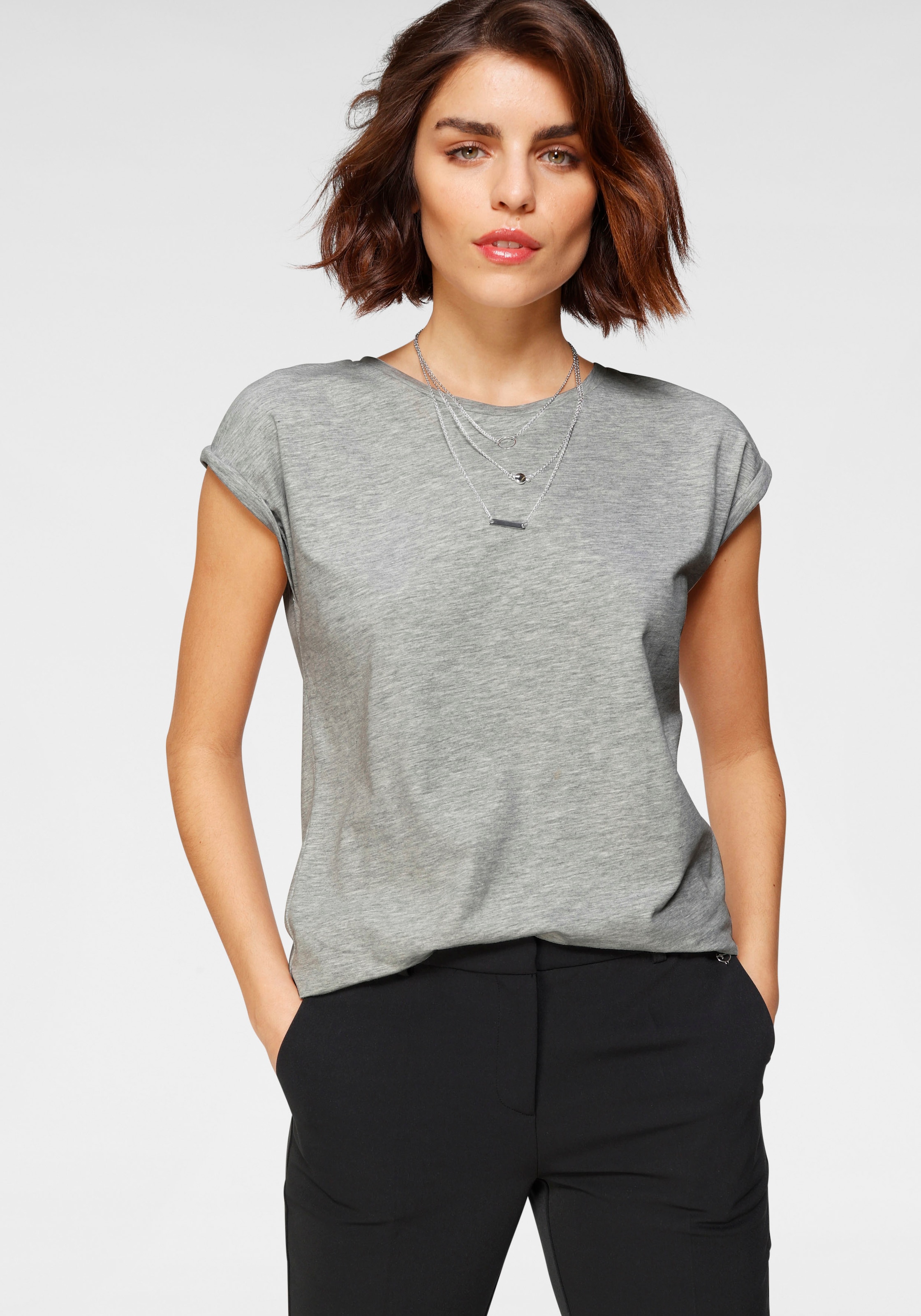 Tamaris T-Shirt, mit verkürzten Ärmeln günstig online kaufen