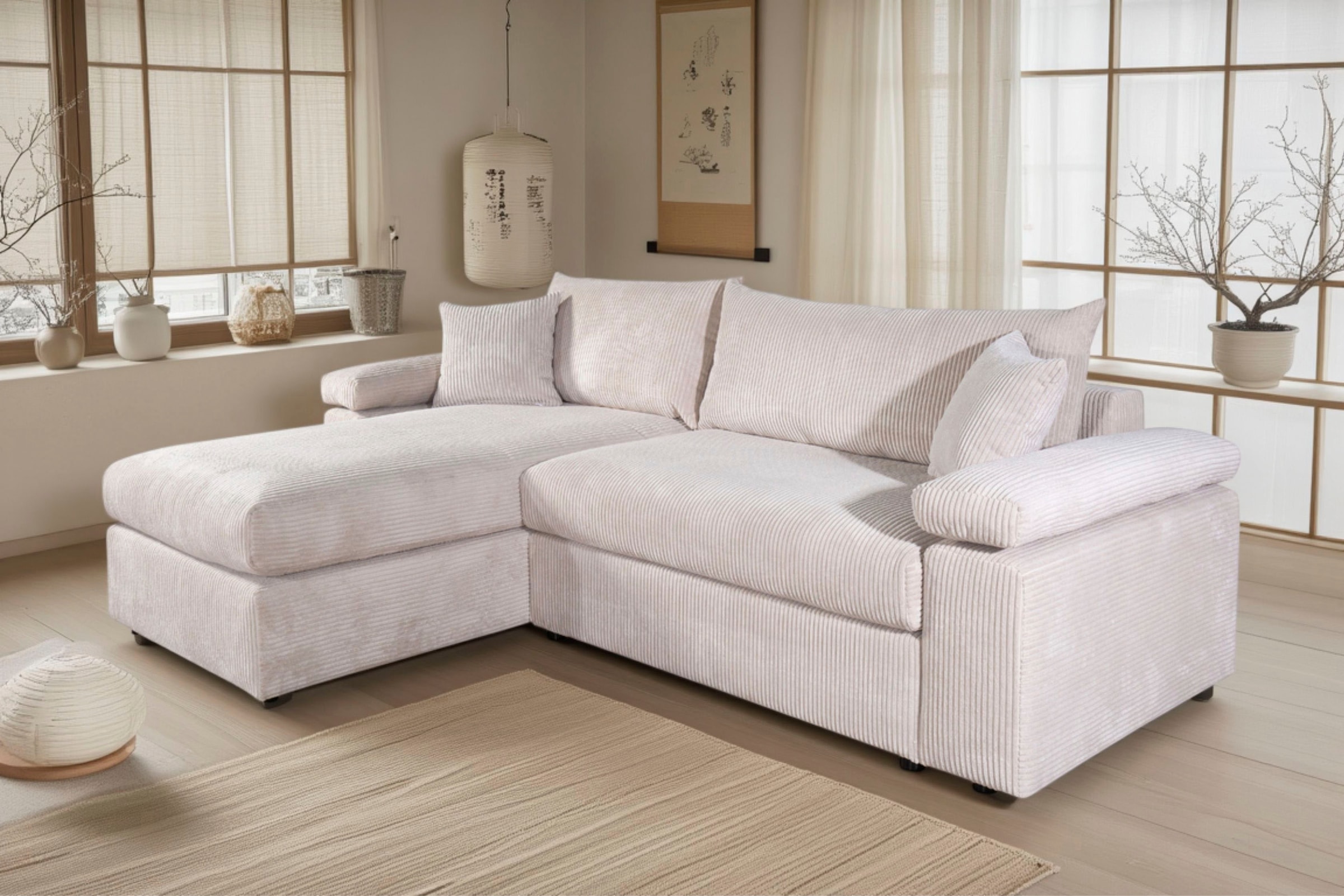 OTTO home "Cosy L-Form, B: 234 cm, Sitzaufbau im Sandwich-Federkern" 2 Zierkissen, Mega-Sofa, Cord oder Struktur weich, Kaltschaumauflage