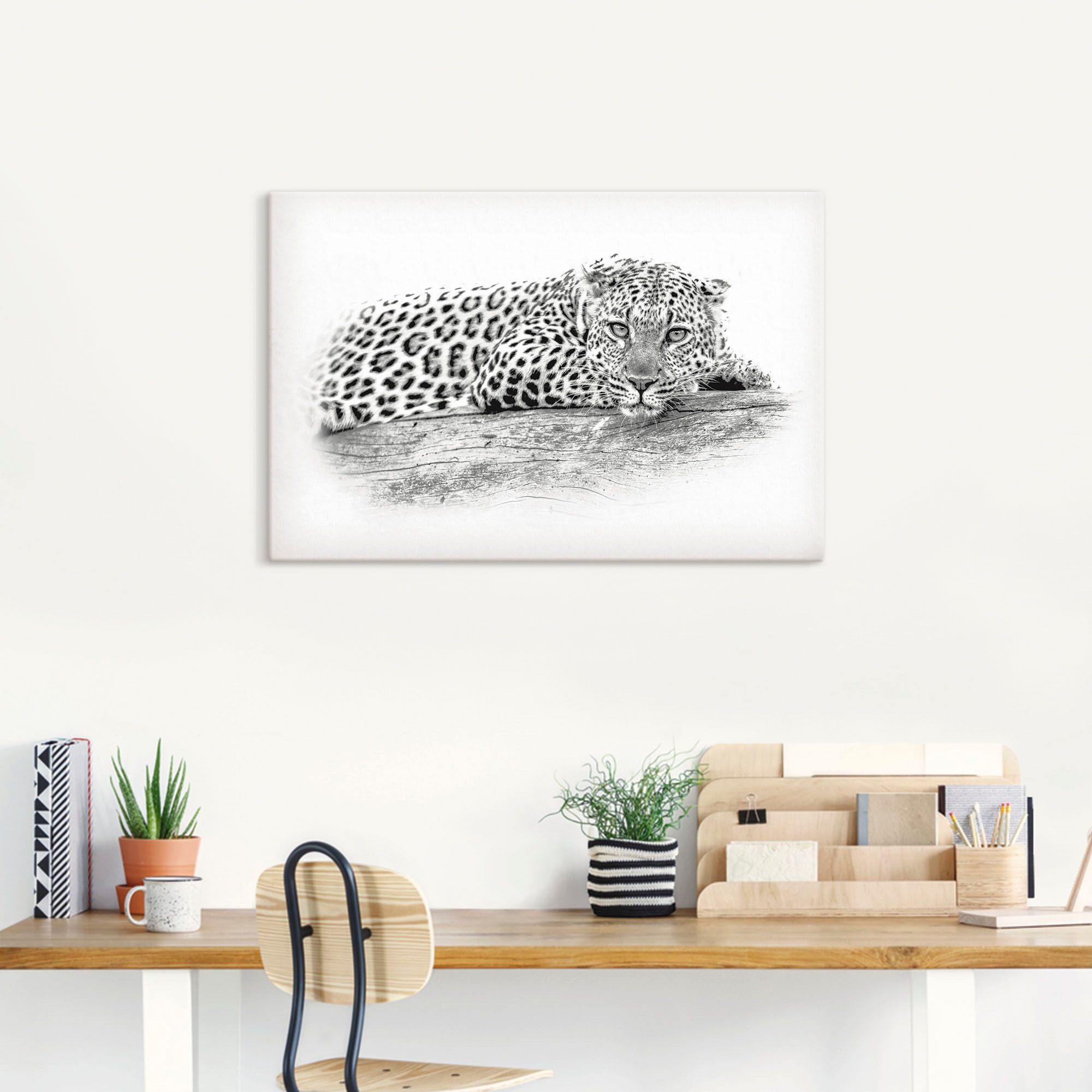 Artland Wandbild »Leopard High Key Optik«, Wildtiere, (1 St.), als Alubild, Leinwandbild, Wandaufkleber oder Poster in versch. Größen