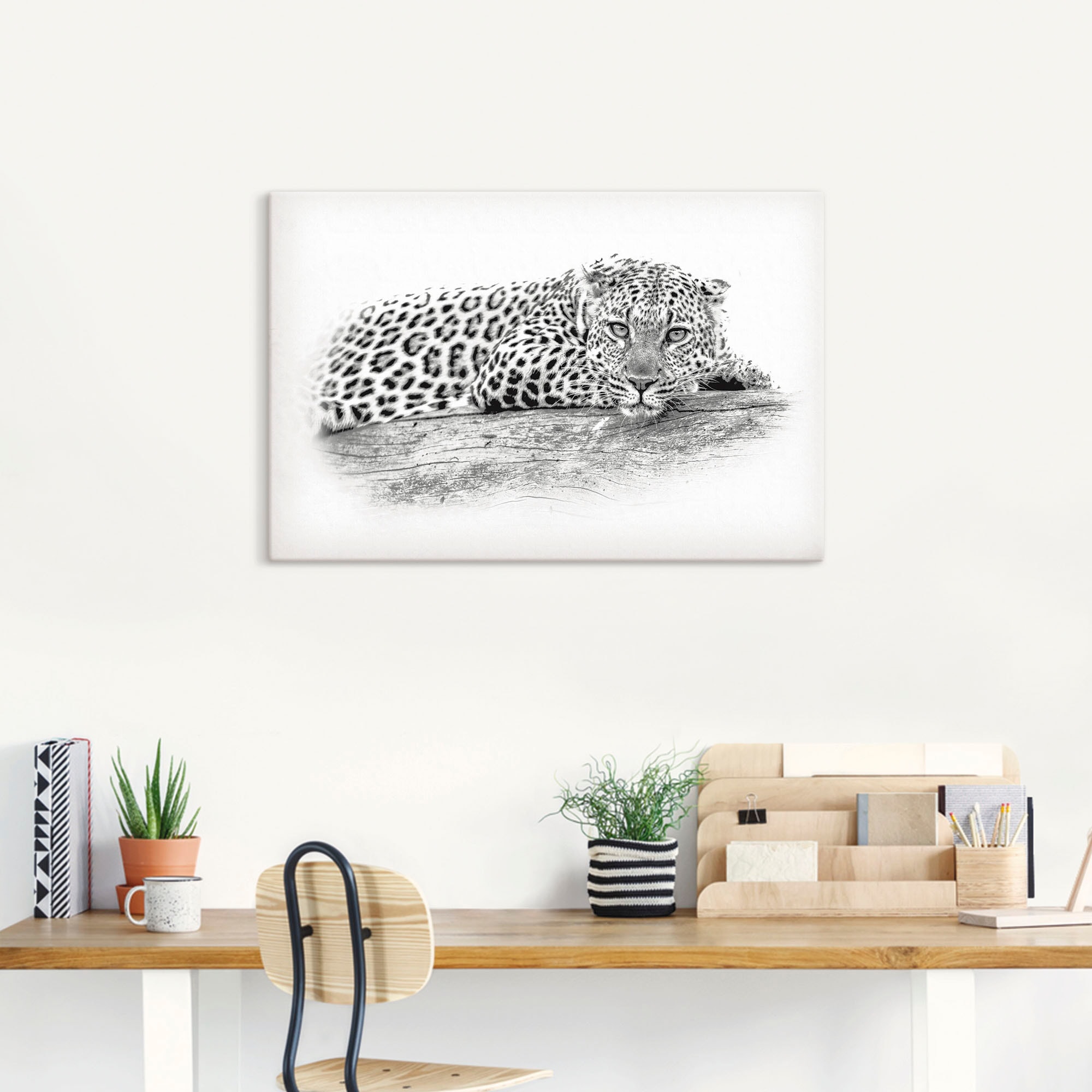 Artland Wandbild "Leopard High Key Optik", Wildtiere, (1 St.), als Alubild, günstig online kaufen