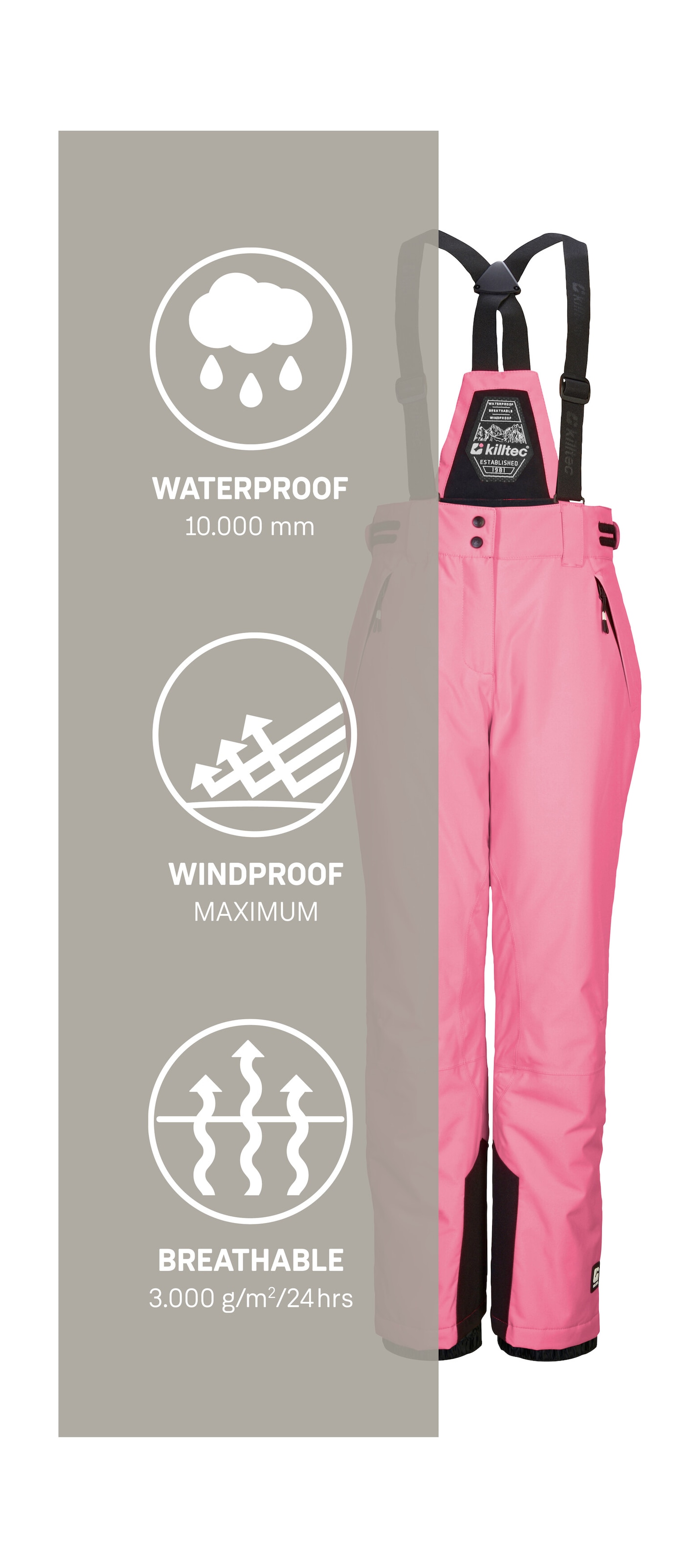 Killtec Skihose »KSW 213 GRLS SKI PNTS«, Wasserdichte, atmungsaktive Skihose mit verstellbarer Taille