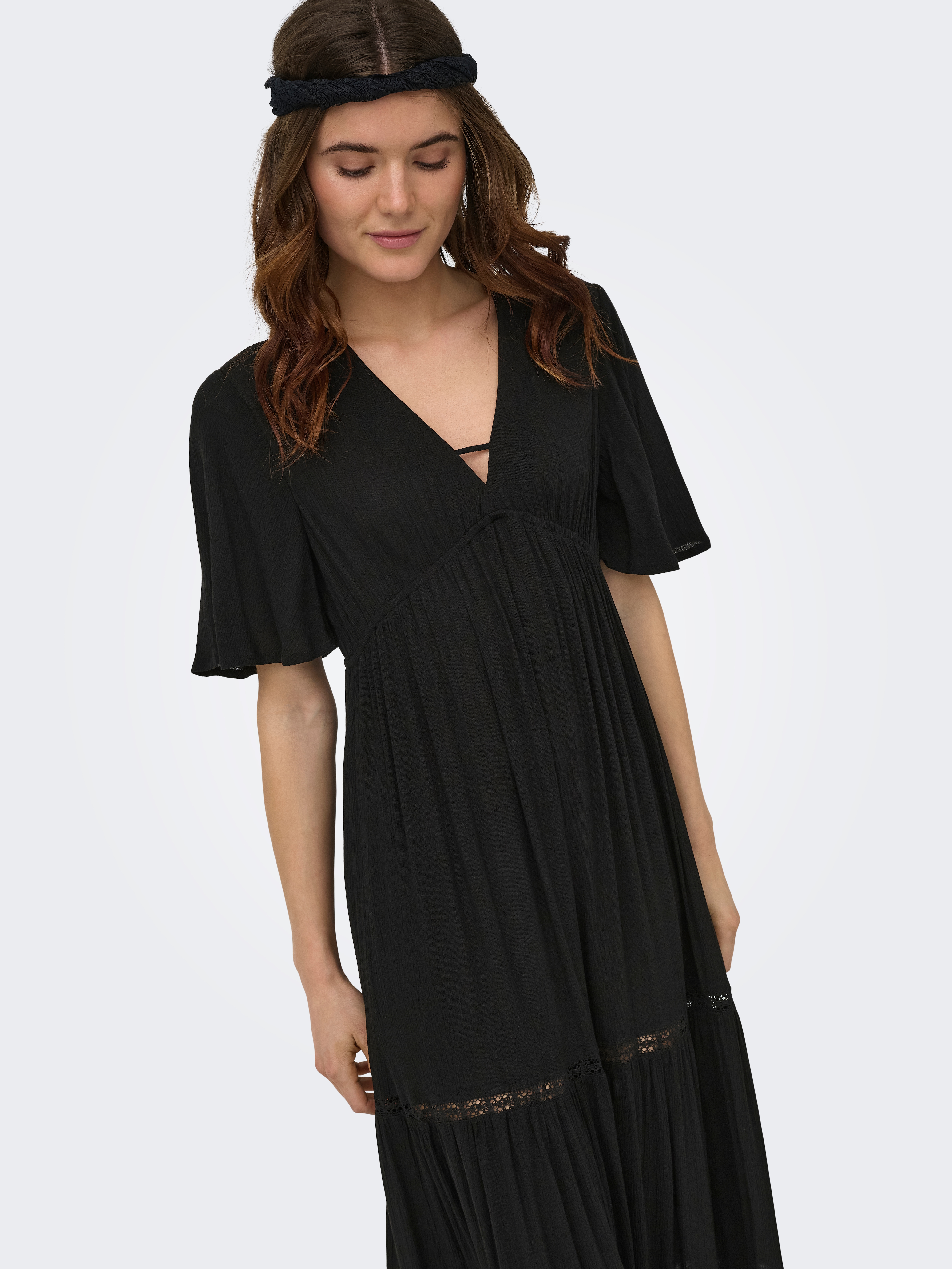 ONLY Maxikleid "ONLMYA CHIARA S/S LONG V DRESS WVN" Viskose