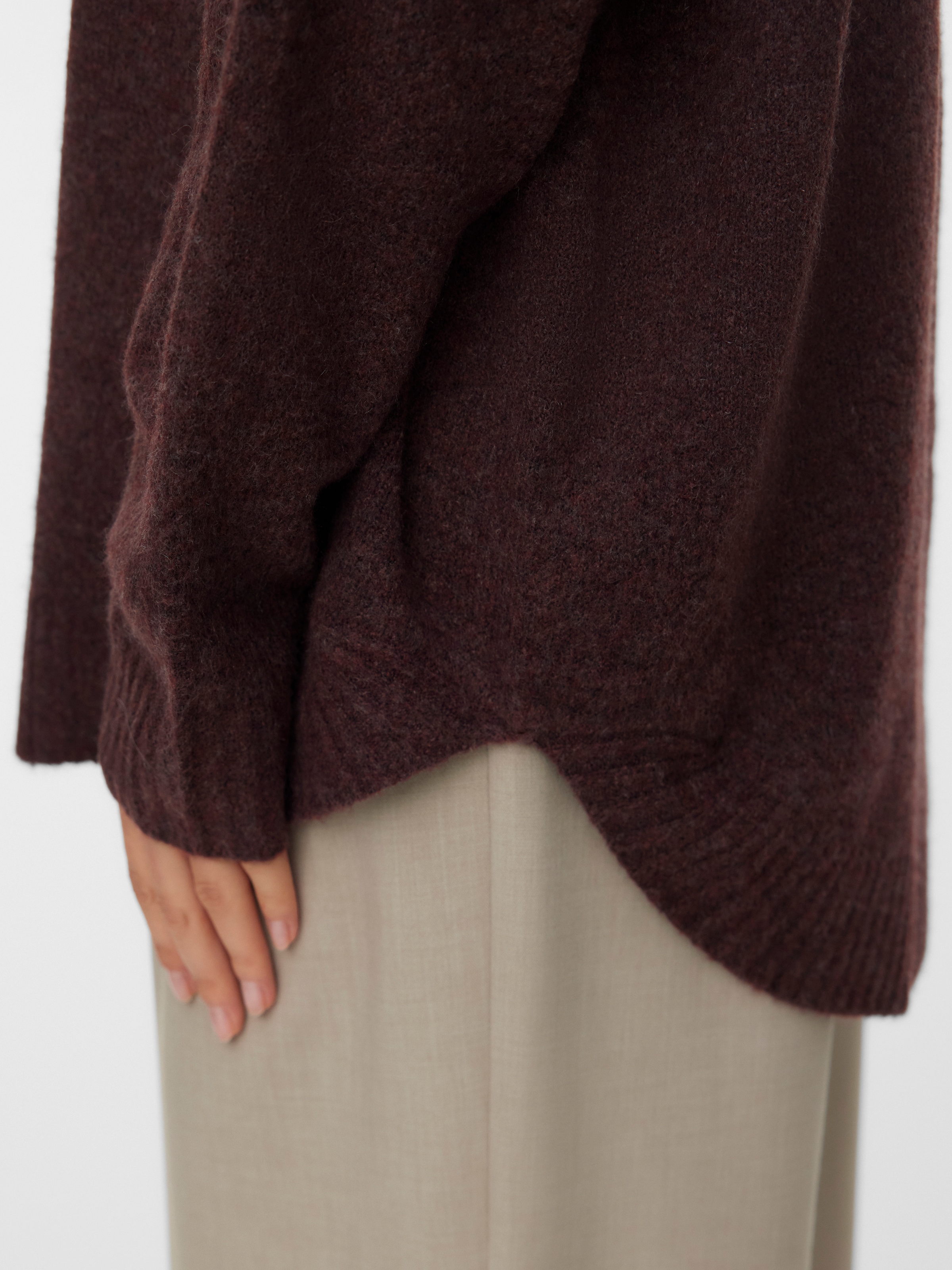 Vero Moda Strickpullover »VMPLAZA LS HIGHNECK LONG PULLOVER GA BOO« Materialmix, loose fit