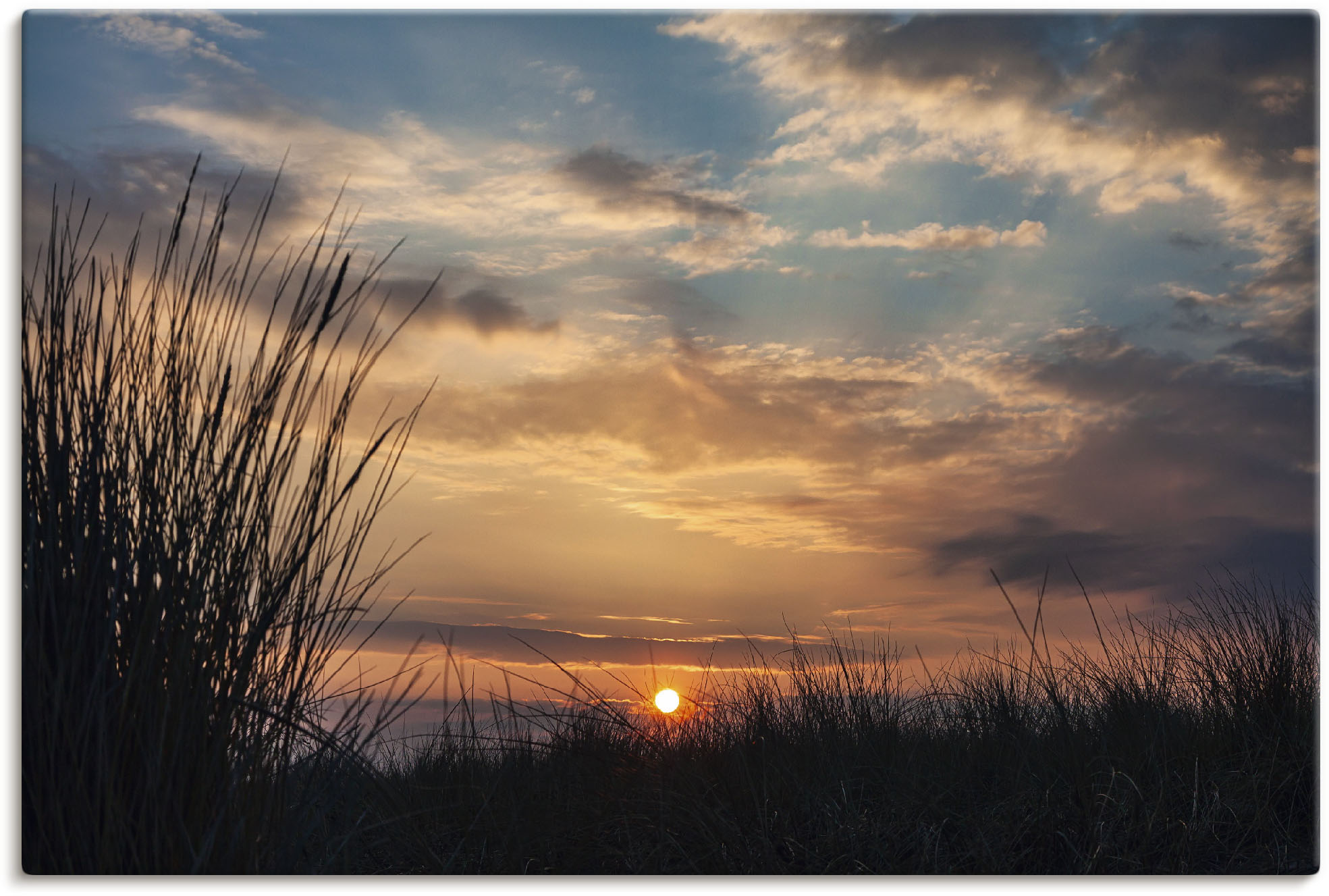 Artland Leinwandbild "Sonnenuntergang an der Küste Ostsee" Bilder vom Sonnenuntergang & -aufgang 1 Stk. tlg. auf Holzrahmen gespannt
