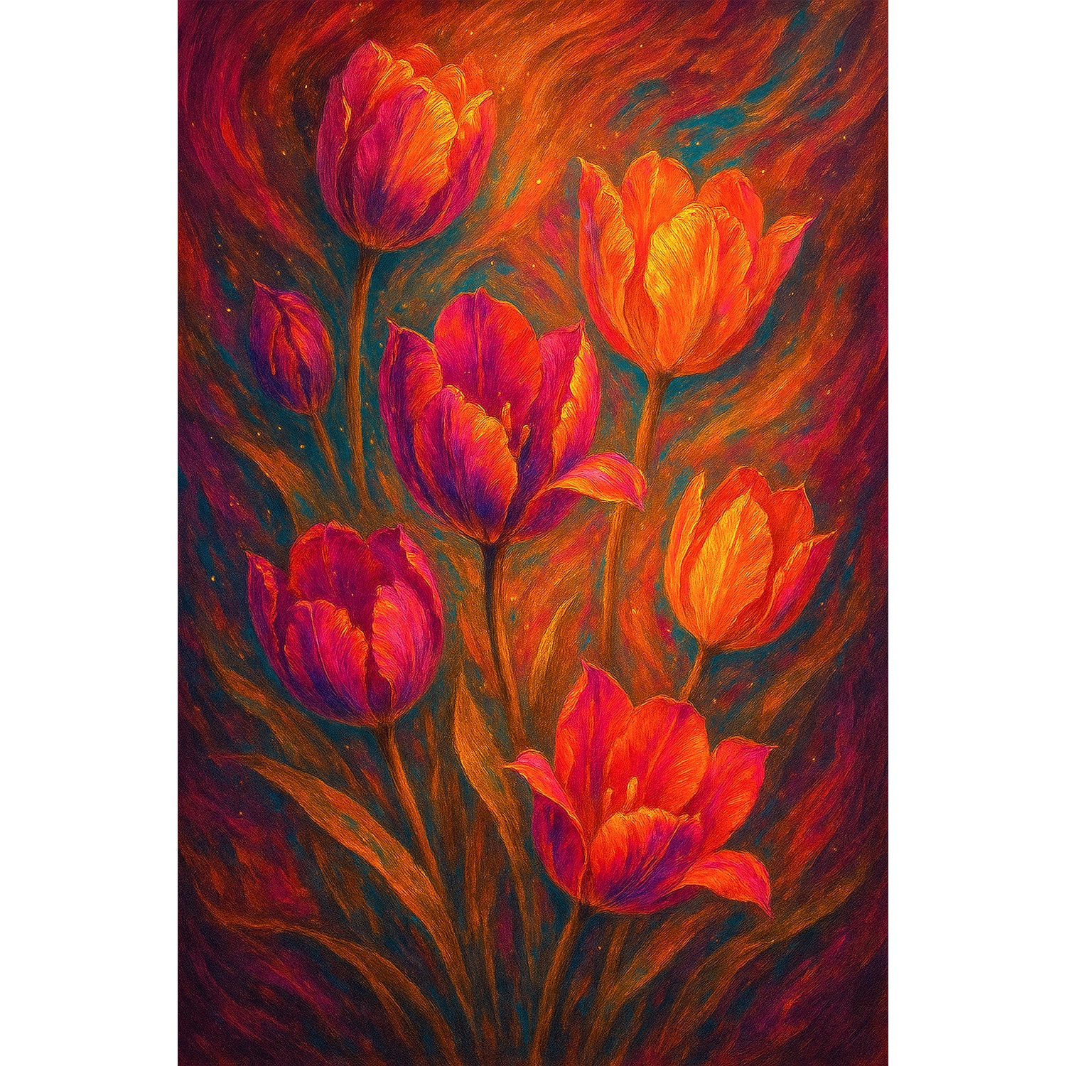 queence Acrylglasbild "Tulpenfeuer", Blätter-Blätterbilder-Blumen-Blumenbil günstig online kaufen