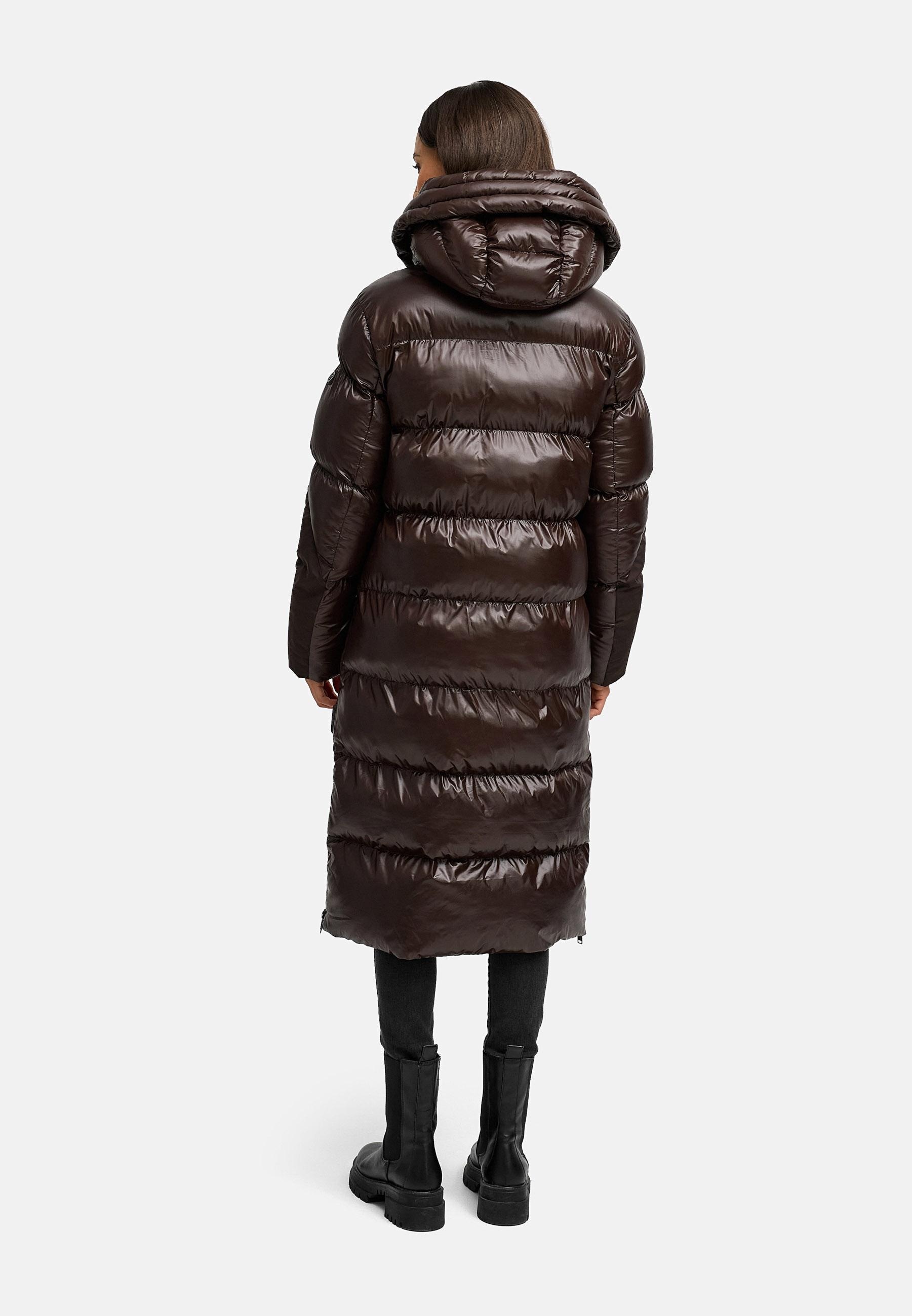 Navahoo Steppmantel »Knusperherz 14«, Langer gesteppter Damen Wintermantel mit Materialmix