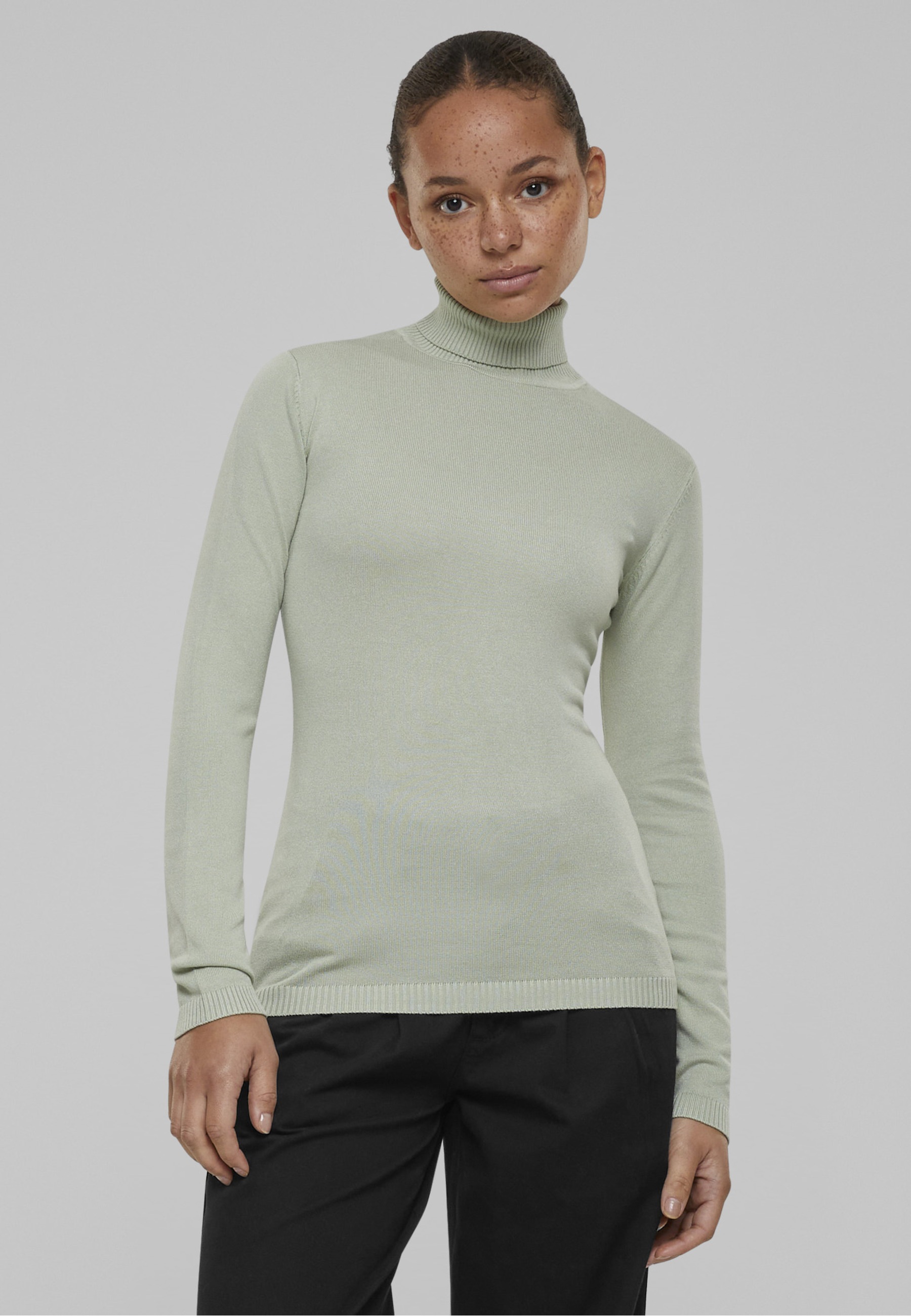 URBAN CLASSICS Sweatshirt »Urban Classics Damen Ladies Knitted Turtleneck Sweater«, 1 Stk.
