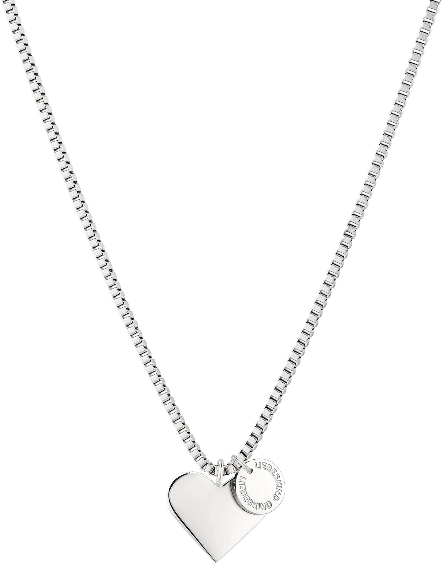 Kette mit Anhänger LIEBESKIND BERLIN "Schmuck Geschenk Edelstahl Halskette Herz", silber (silberfarben), Halsketten, Damen, Edelstahl, L: 45 B: 2mm, B:2mm