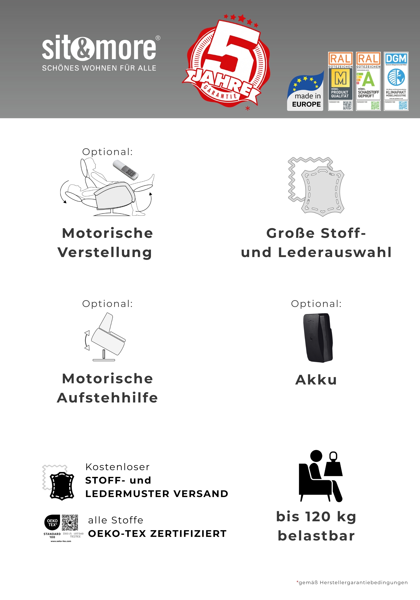 sit&more TV-Sessel »TV Dance« wahlweise manuell oder elektrischer Funktion mit Akku