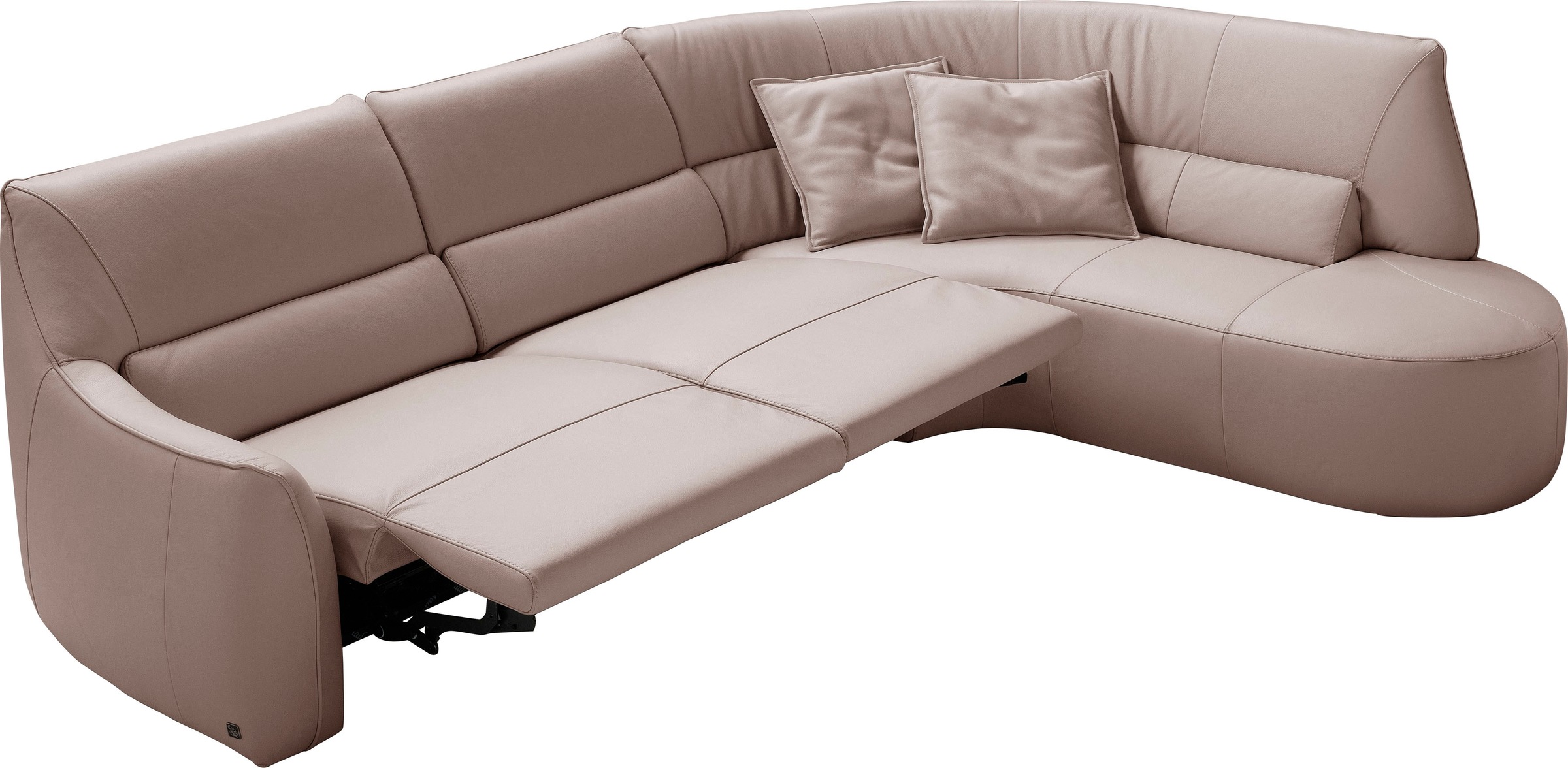 Egoitaliano Ecksofa »Puffy, extravagant & edel, Retro Designsofa, hoher Sitzkomfort, L-Form«, mit Ottomane, wahlweise mit und ohne elektrischer Relaxfunktion