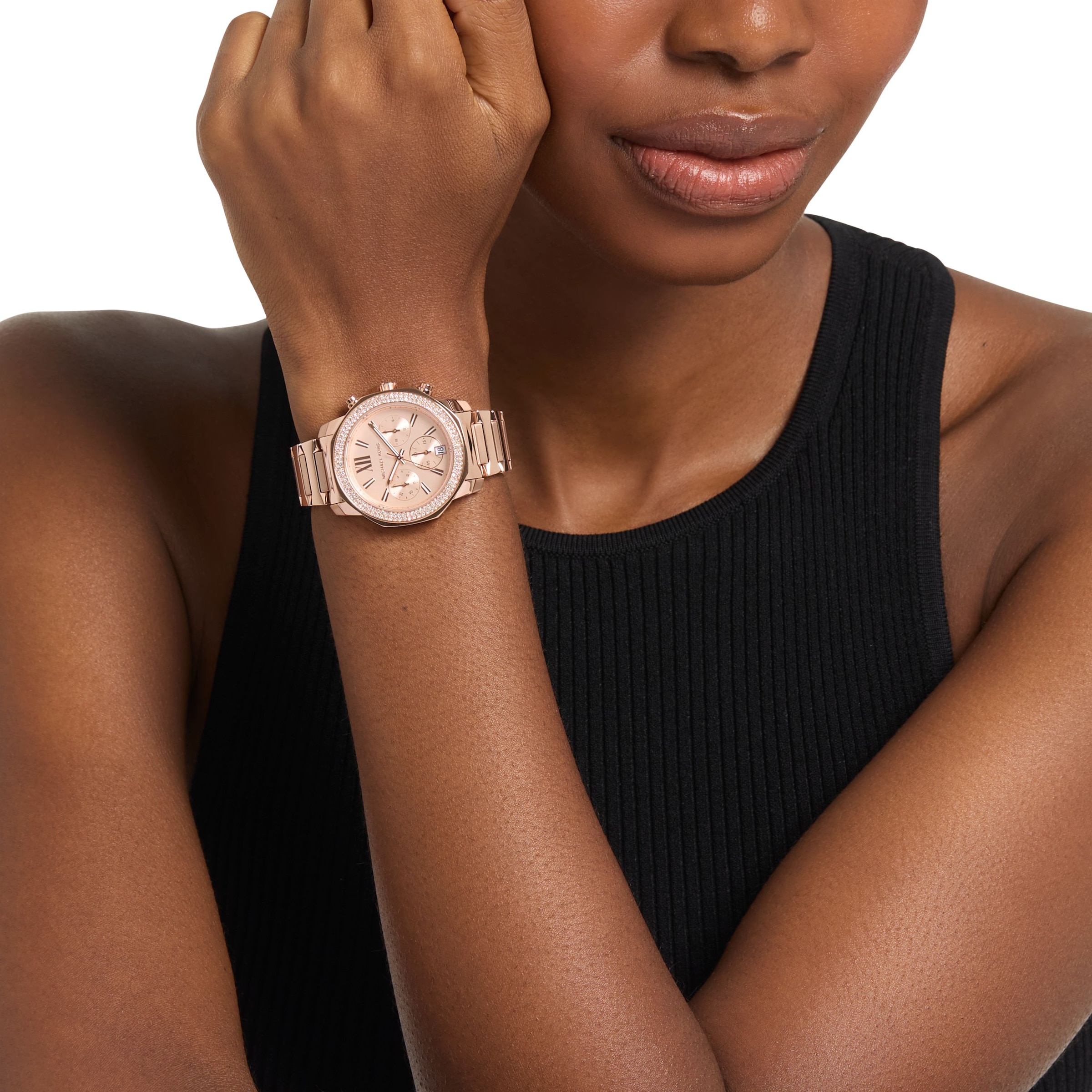 MICHAEL KORS Chronograph »Prescott« Quarzuhr, Armbanduhr, Edelstahlarmband, analog, Tag, Stoppfunktion
