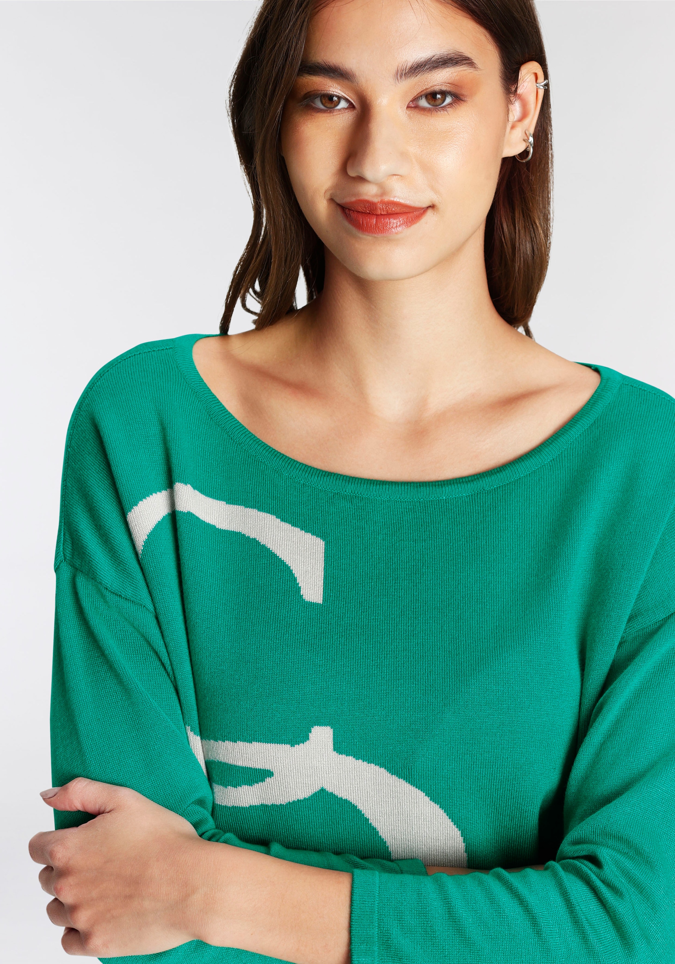 Laura Scott Longpullover, mit modernen Schriftzug