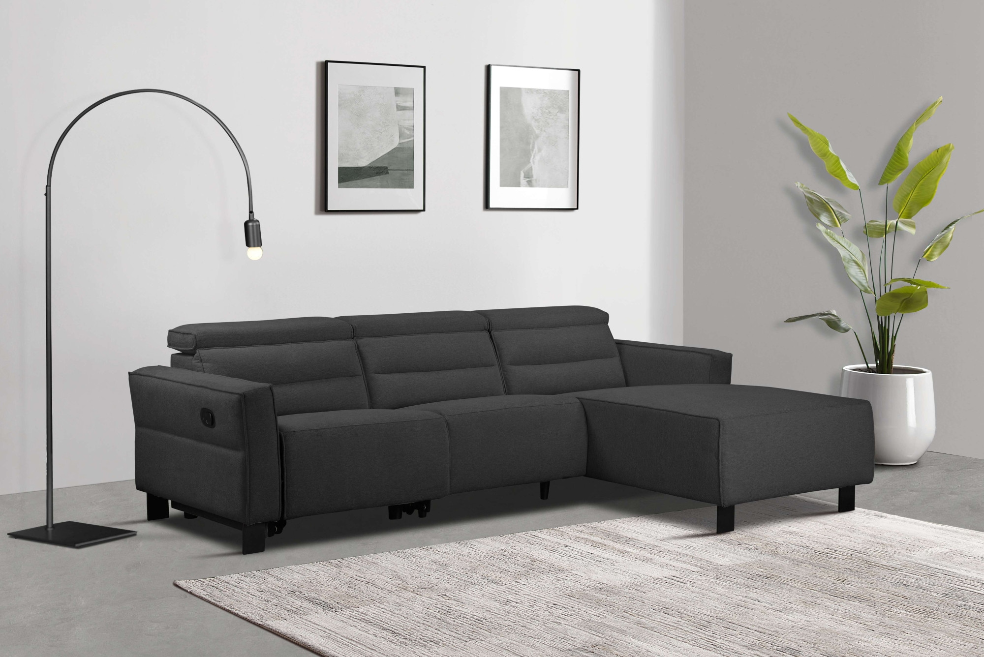 Places of Style Ecksofa »Carpari, L-Form, 263 cm, mit manueller o. elektrischer Relaxfunktion«, und USB/ Kopfteilverstellg