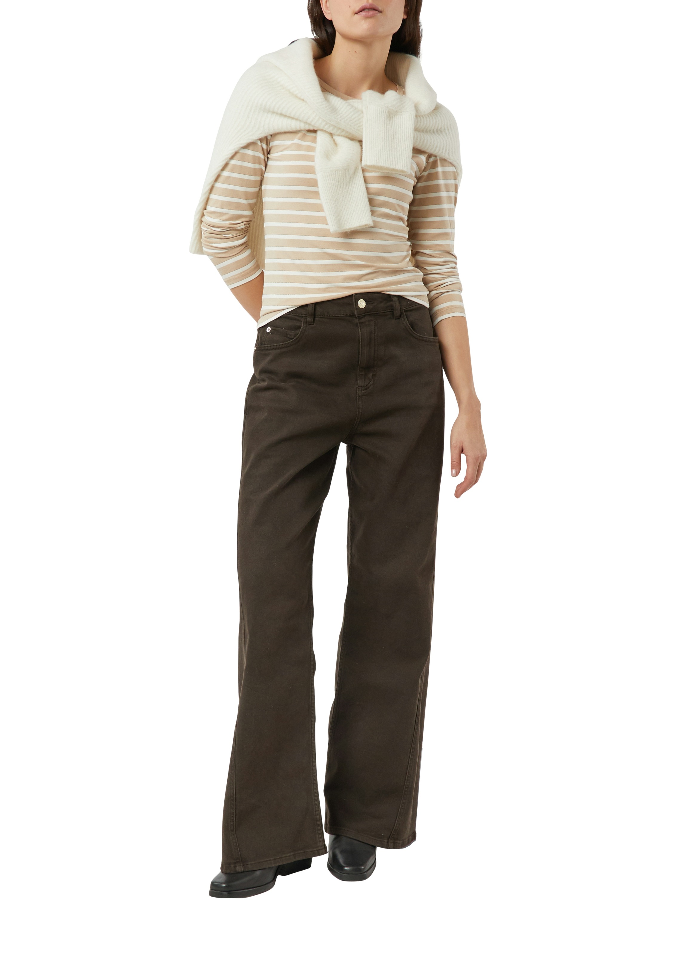 Comma Langarmshirt geringelt, mit Glitzer-Fäden günstig online kaufen