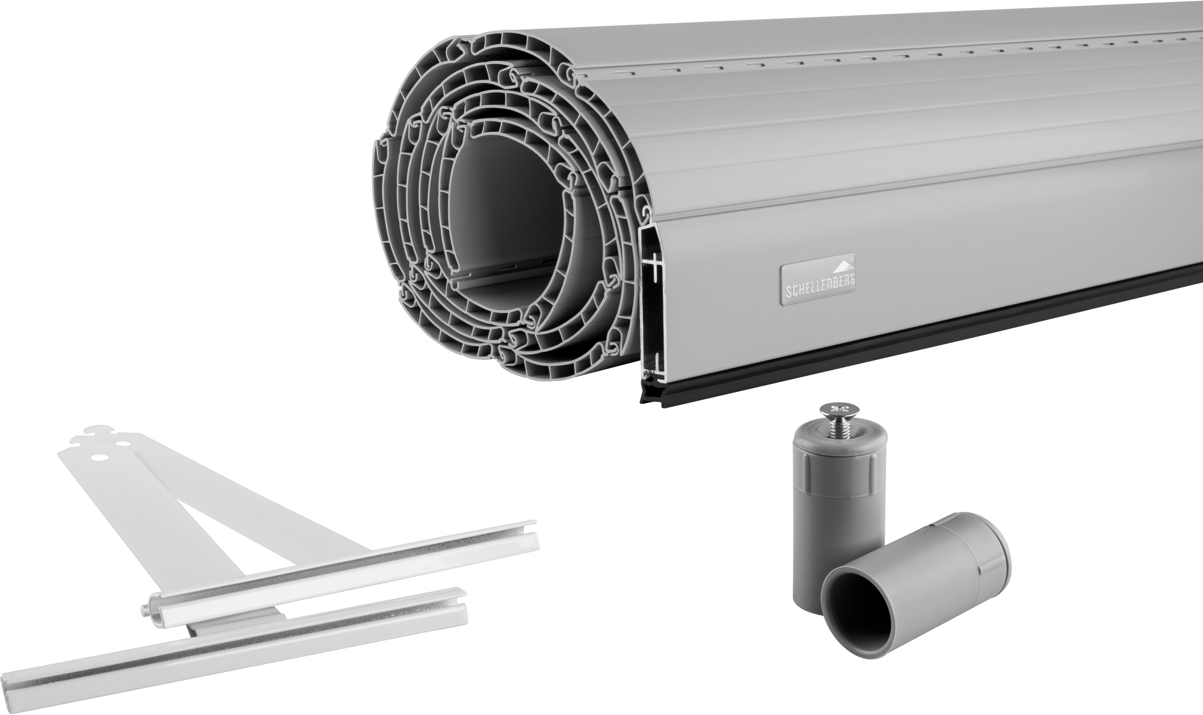 SCHELLENBERG Rollladenpanzer »Set für Fenster, Maxi System für 60 mm Stahlrohrwelle«, PVC Jalousie, in verschiedenen Größen erhältlich, grau