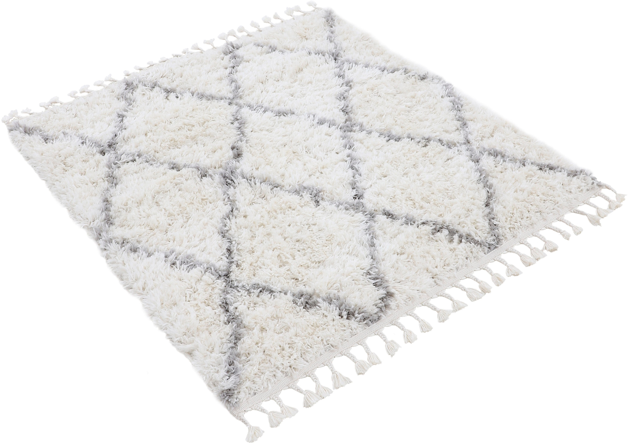 carpetfine Hochflor-Teppich »Eddy«, rechteckig, 30 mm Höhe, auch in quadratischer Form, mit Fransen, Wohnzimmer