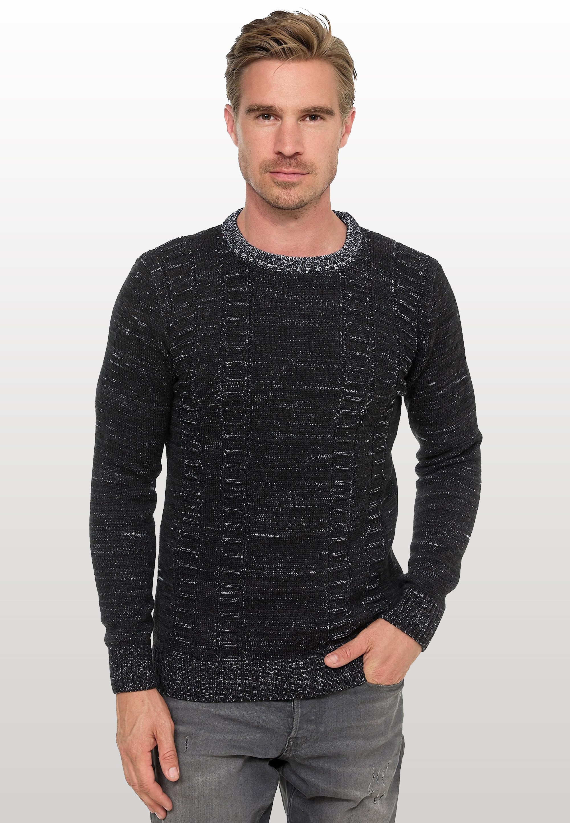 Rusty Neal Strickpullover, mit meliertem Design