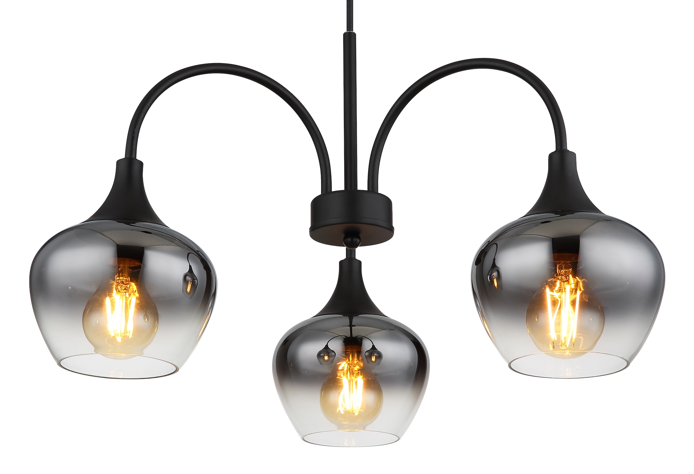 GLOBO LIGHTING Hängeleuchte »MAXY«, Leuchtmittel E27 | ohne Leuchtmittel, Hängelampe/Pendelleuchte/Glas rauchfarben/Höhe kürzbar/Esstisch