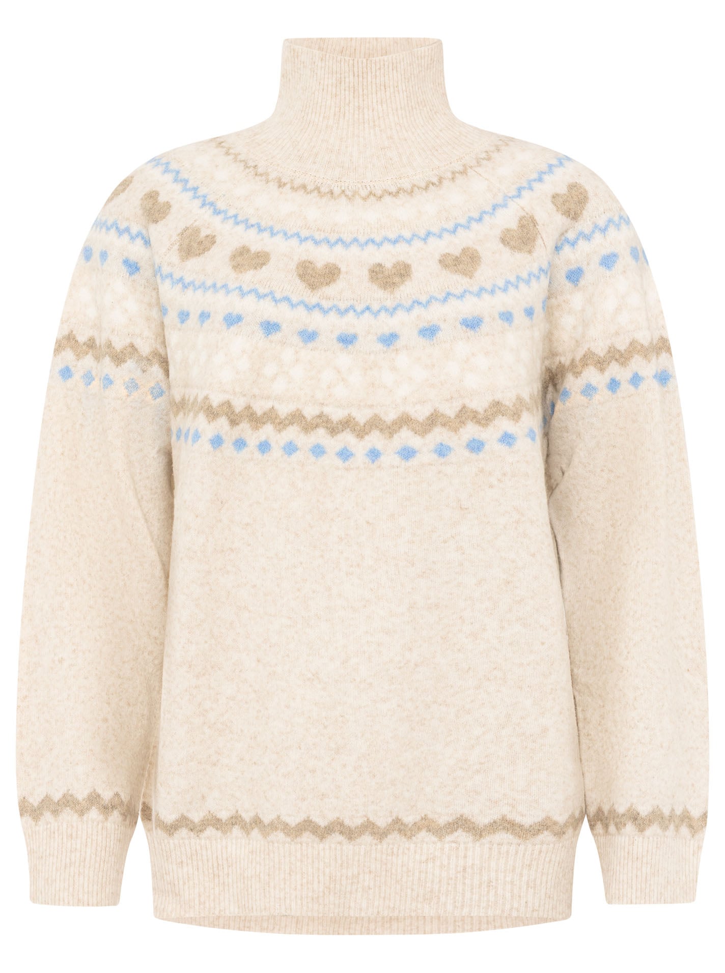 Zwillingsherz Stehkragenpullover »"Norweger"« Norweger-Muster, hoher Kragen, oversize, komfortables Strick