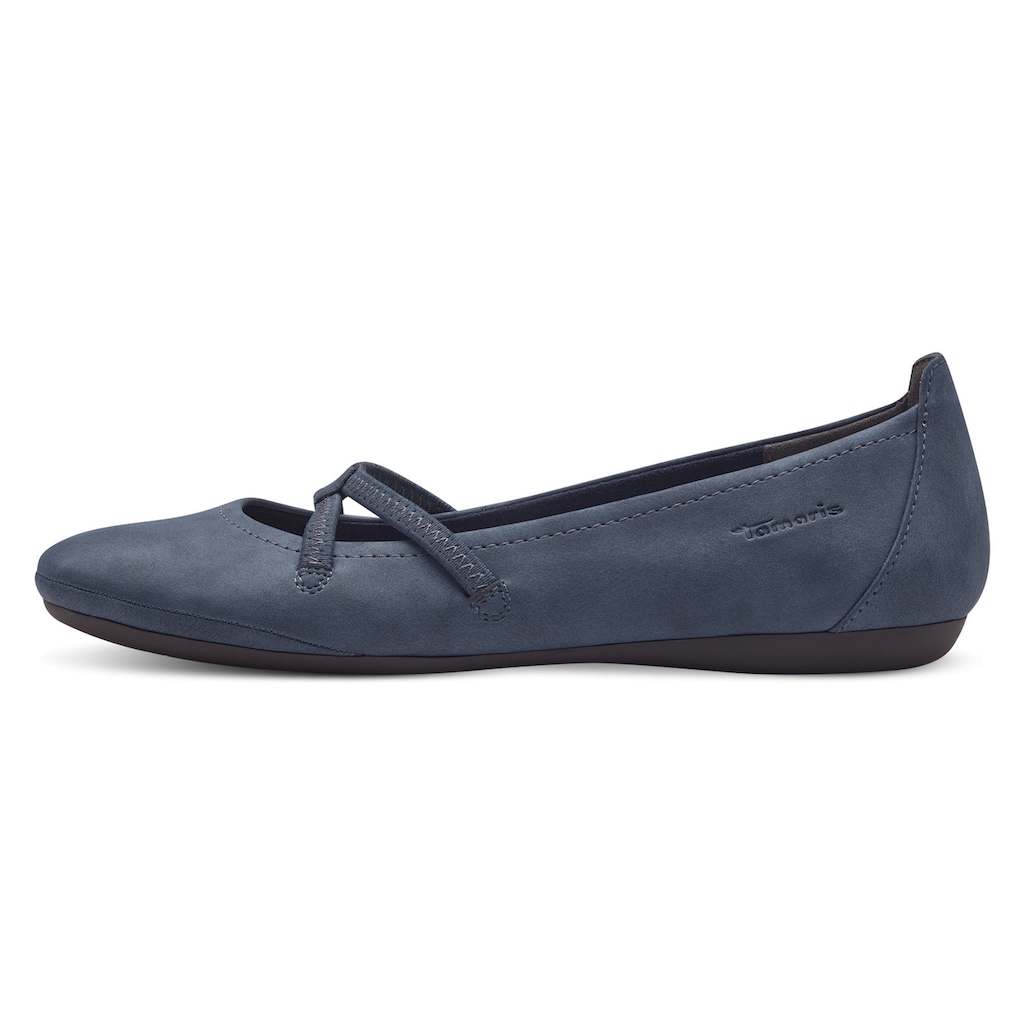 Tamaris Ballerina »Caterina«, Flats, Festtagsmode, Slipper mit Gummizugriemchen