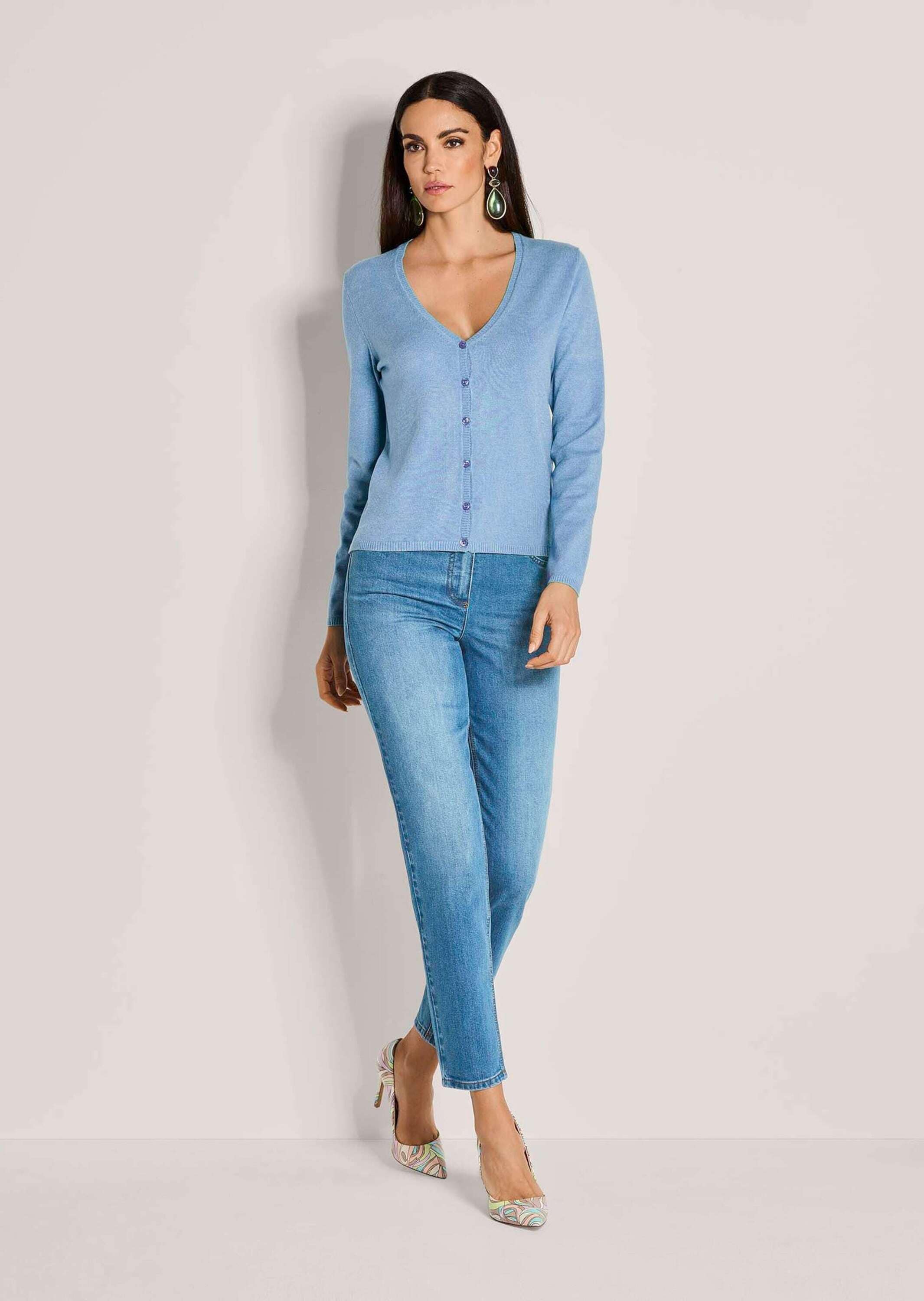 MADELEINE Strickjacke »Strickjacke Langarm Jacke im Feinstrick mit V-Ausschnitt«