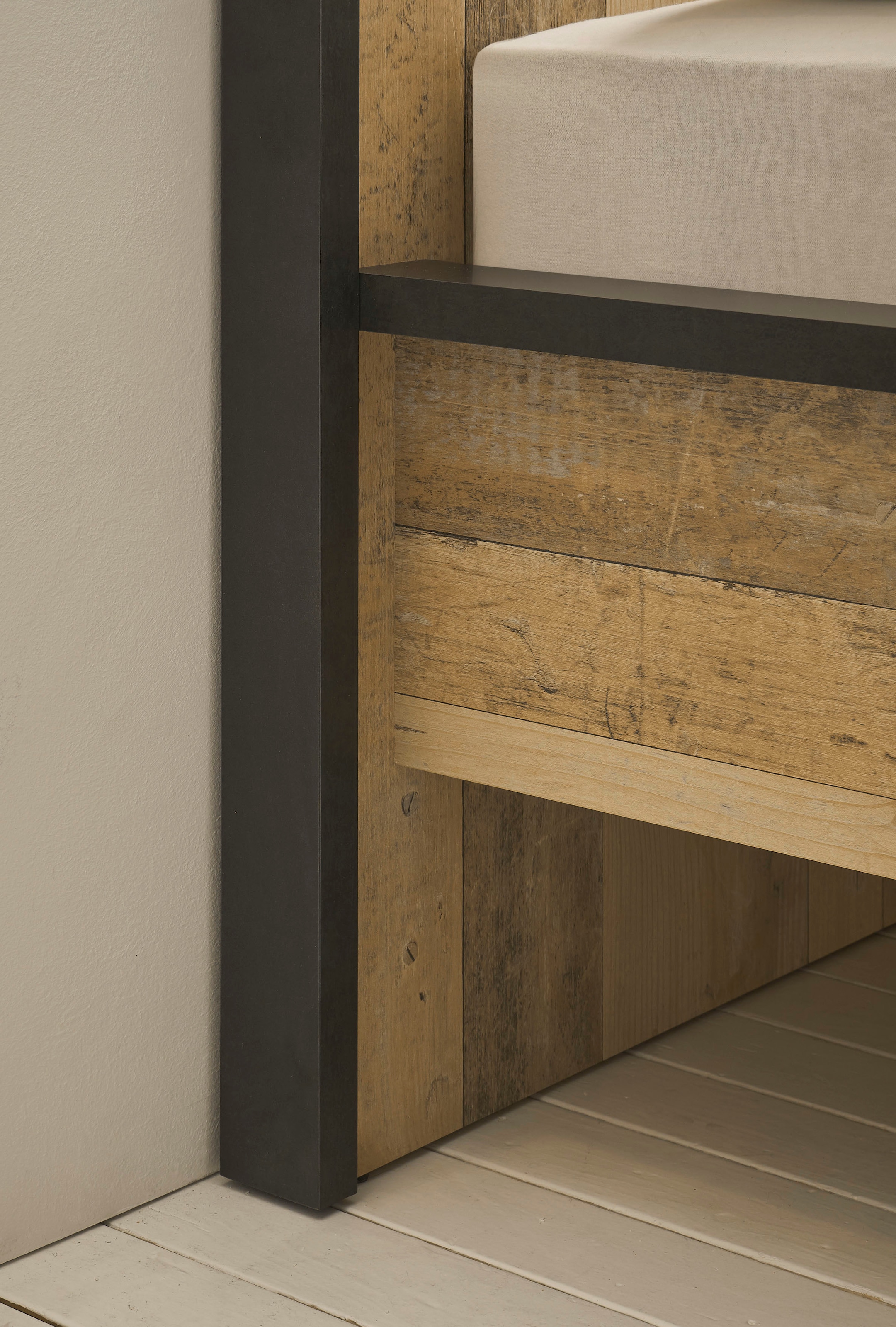 Home affaire Bettanlage »SHERWOOD« 3 Stk. tlg. Liegefläche Bett 140x200cm, Wandpaneel mit jeweils 2 Ablageflächen