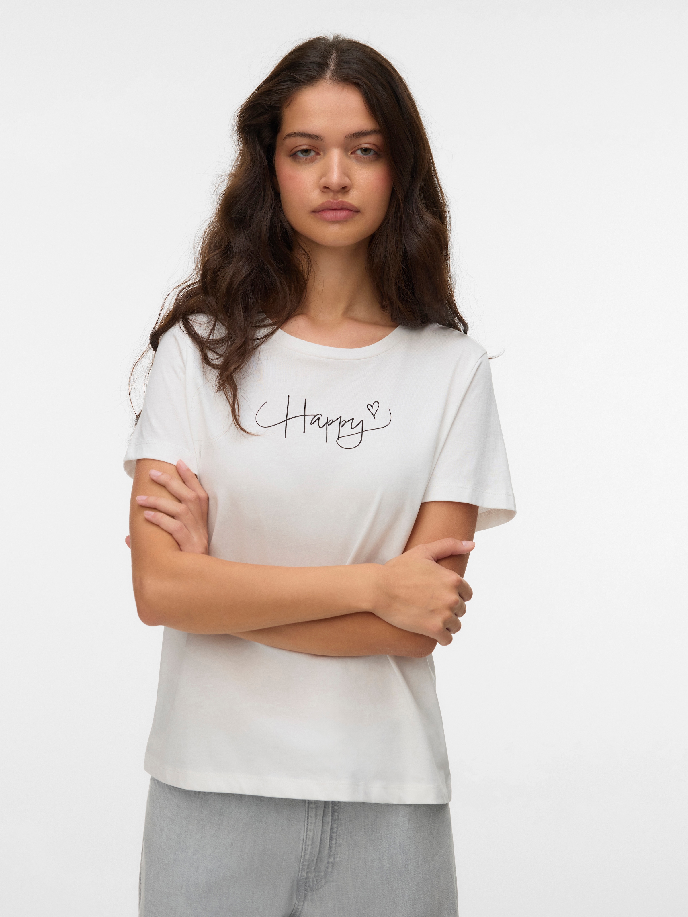 Vero Moda Kurzarmshirt "VMKILANO S/S O-NECK T-SHIRT JRS BTQ" Baumwolle, regular fit