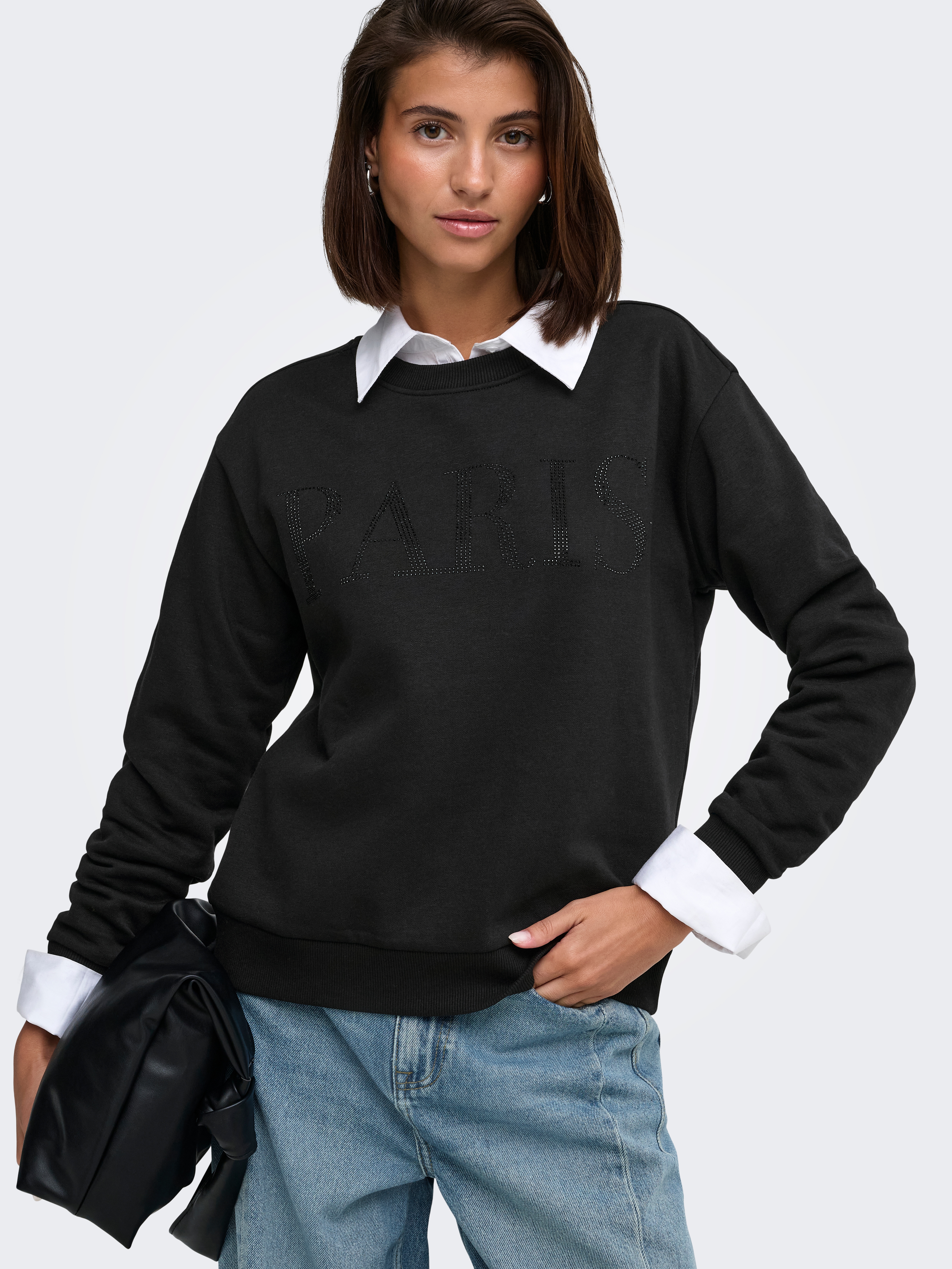 JDY Sweatshirt "JDYPARIS L/S EMB SWEAT JRS NOOS", Baumwollmischung, regular fit
