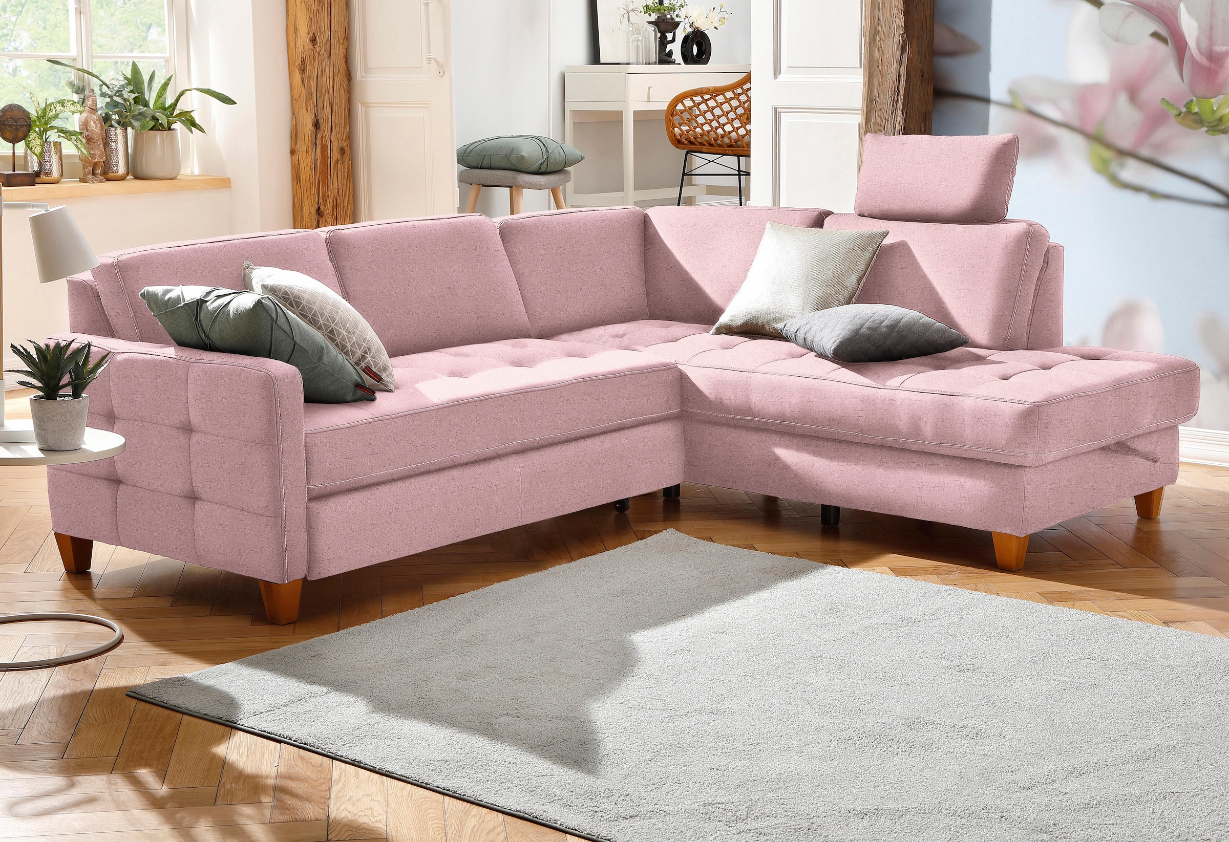 Home affaire Ecksofa "Earl L-Form" wahlweise auch mit Schlaffunktion oder Schlaffunktion mit Bettkasten
