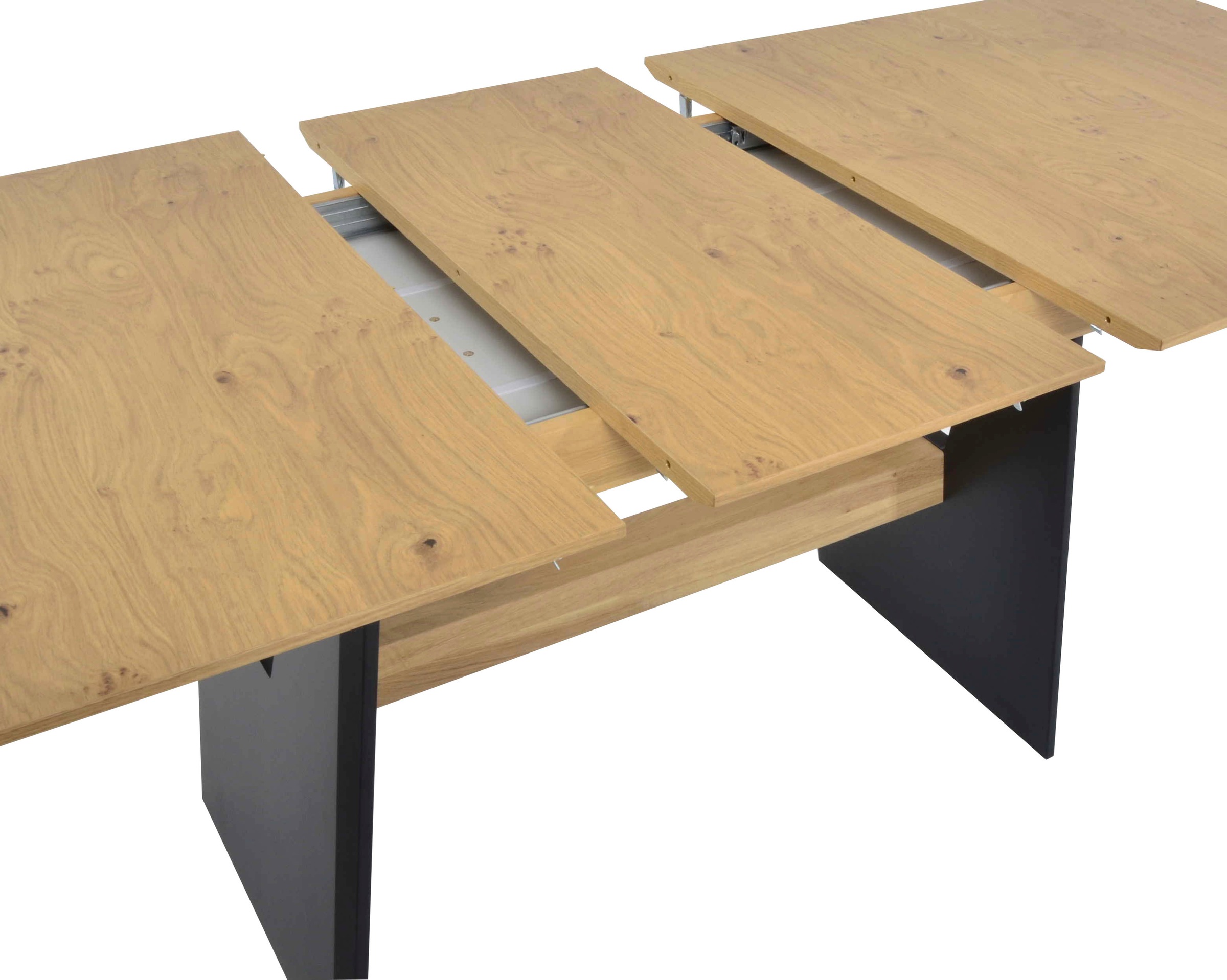 Esstisch K+W KOMFORT & WOHNEN "Giacomo I", braun (asteiche natur 2829, schwarz, asteiche natur), B:180cm H:75cm T:90cm, Tische, Rechteckiger Esstisch Esstisch Ausziehbarer Esstisch, Esstisch in Asteiche natur, Untergestell in MDF mit furnierten Balken 3