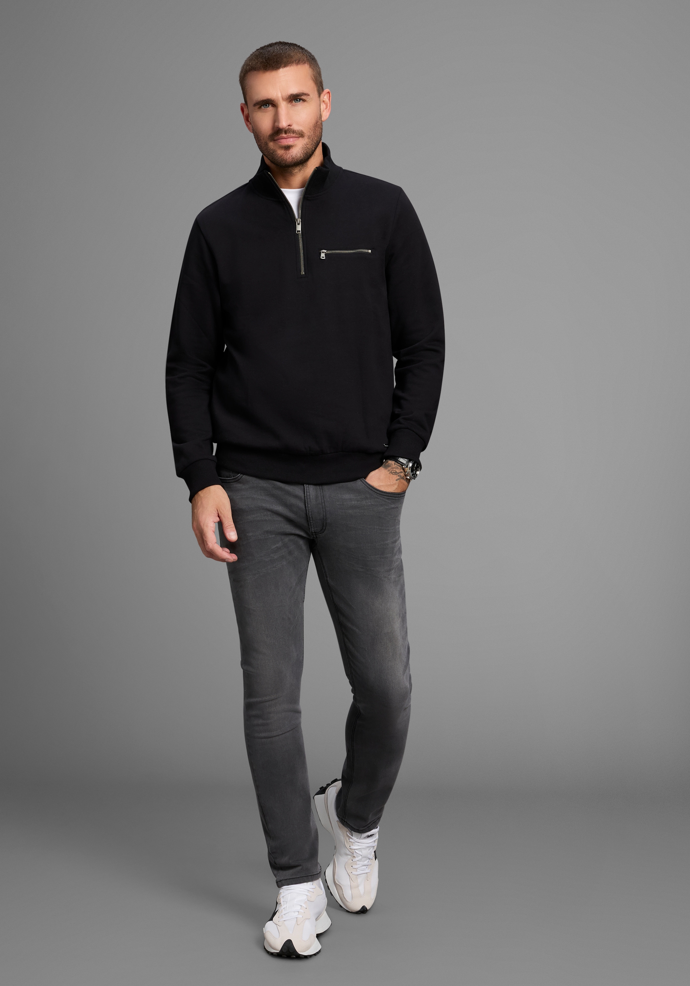 Bruno Banani Sweatshirt, mit Troyer Kragen