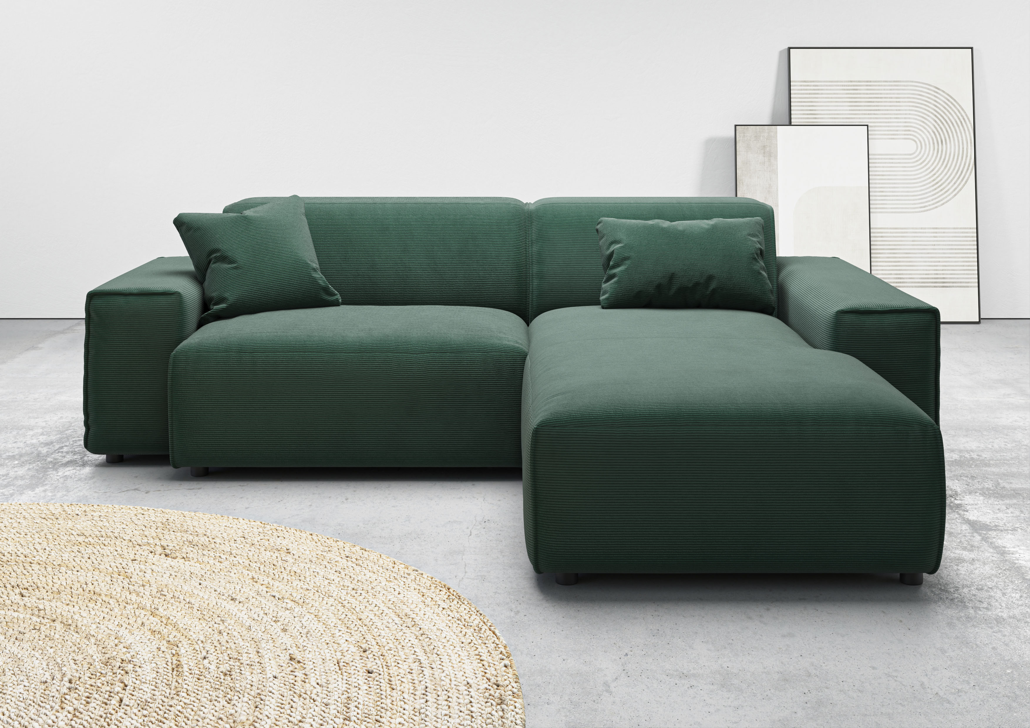 Home affaire Ecksofa "Glimminge L-Form auch in Breitcord, Feincord + Easy care-Bezug," Breite 234, Zierkissen