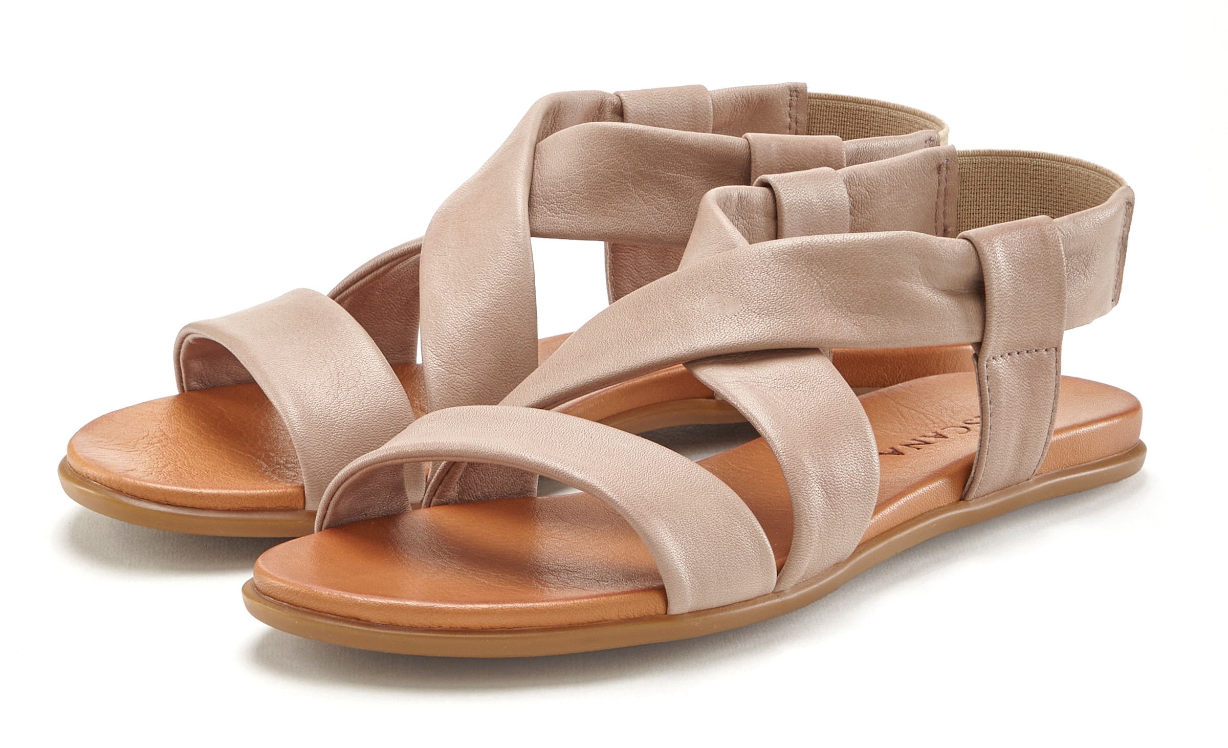 LASCANA Sandale, aus Leder mit raffinierten Riemchen, Sandalette, Sommerschuh