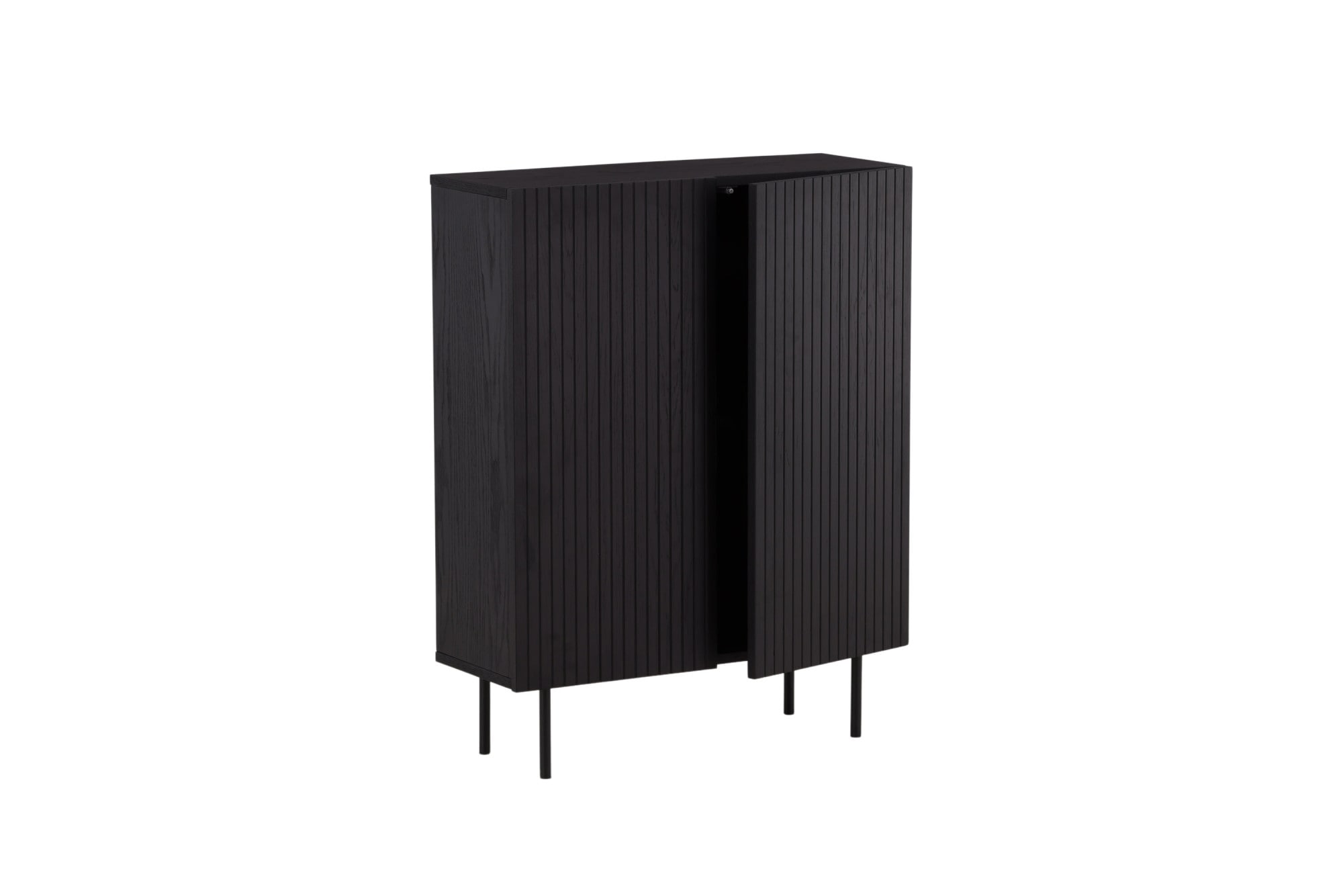 Venture Home Vorratsschrank »Björkön, Stauraumschrank, geriffelt, Höhe 103 cm« Hochschrank, MDF, geriffelte Fronten, Stahlbeine, skandinavisch