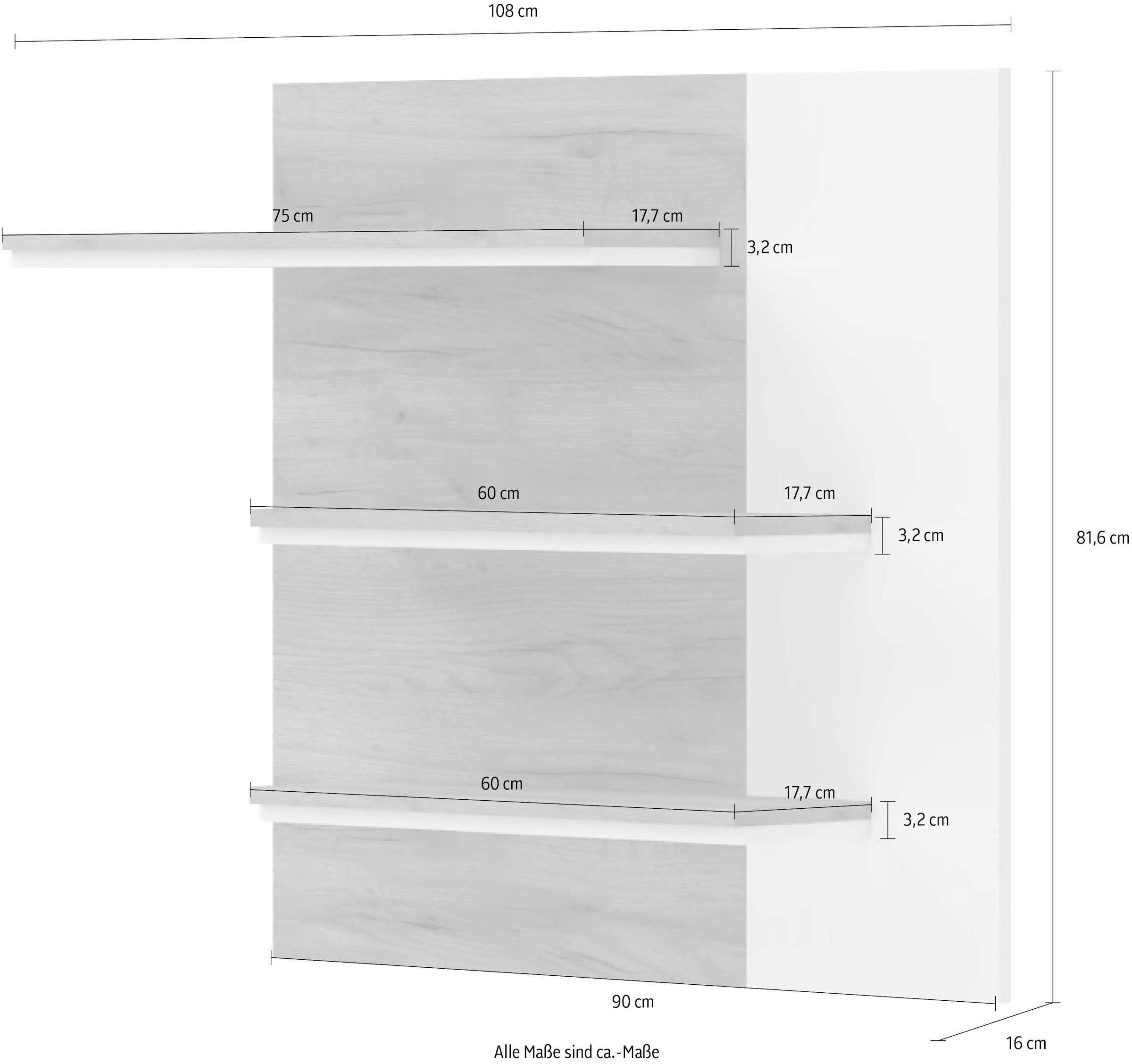 Places of Style Wandregal »Stela«, weiss UV-lackierte Front, Breite: 108 cm