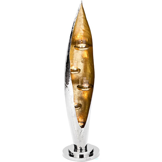 Fink Windlicht »CAVA, mit feiner Hammerschlagstruktur«, (1 St.), aus  Aluminium und Glas, 5-flammig, Höhe ca. 70 cm | BAUR