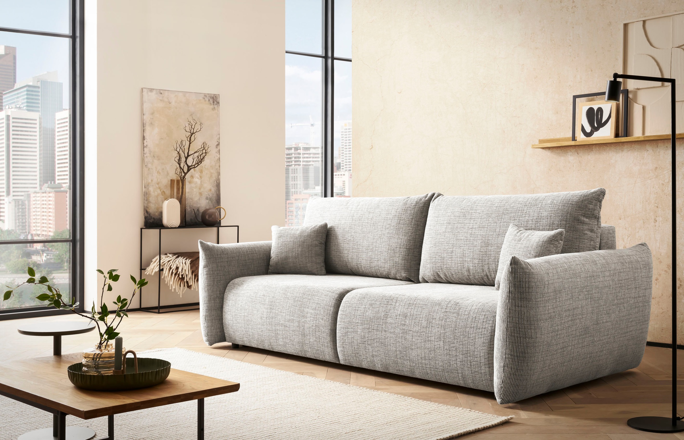 INOSIGN 3-Sitzer »MAVAS Schlafsofa mit Bettkasten«, ca.240/108cm (Liegefläche 212/145 cm), Cord, Chenille, Struktur