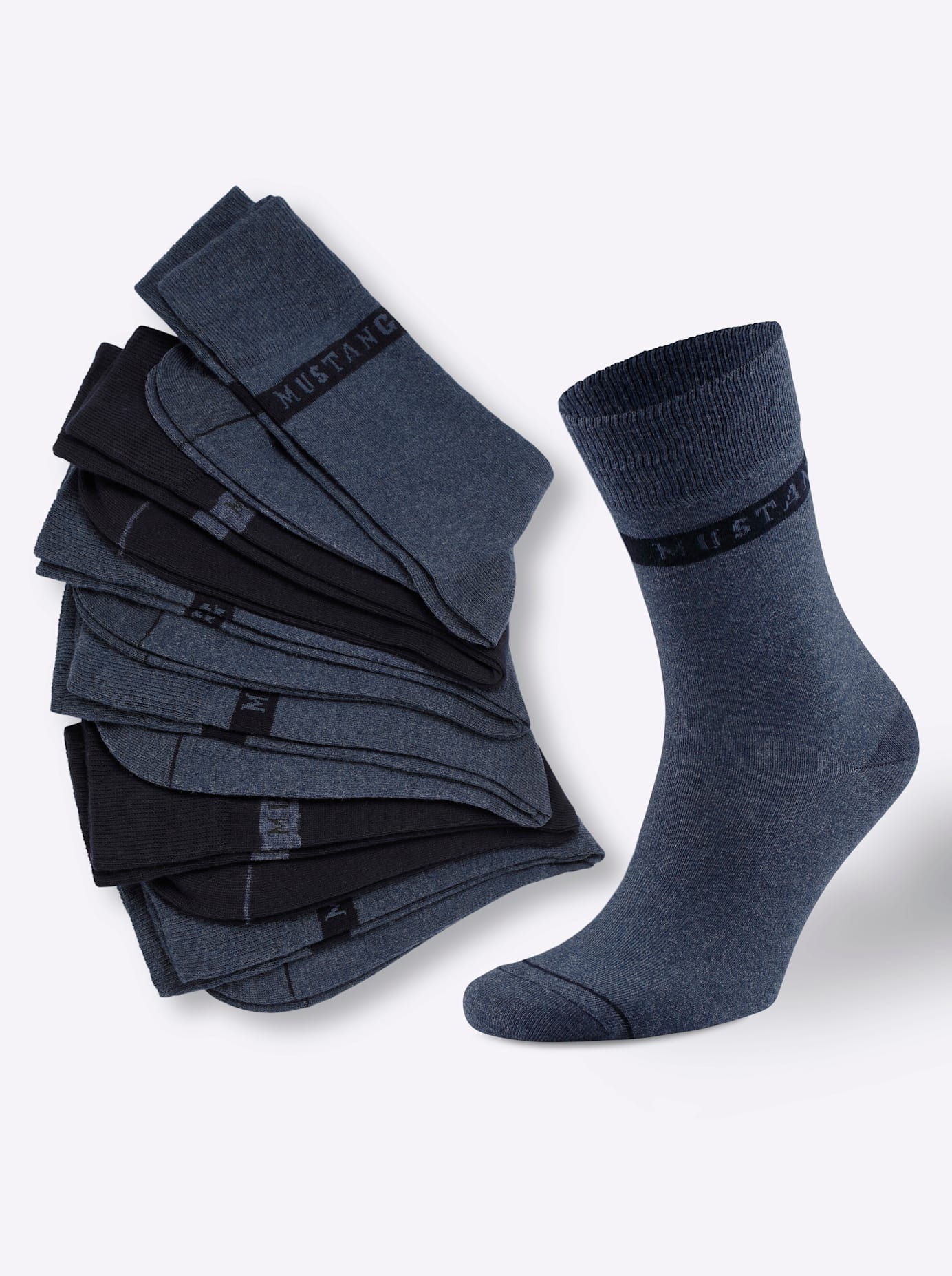 MUSTANG Damen Socken, Gr. 1, blau, 73% Baumwolle, 23% Polyester, 2% Elasthan, 2% Polyamid, 55% Baumwolle, 41% Polyester, 2% Elasthan, 2% Polyamid,