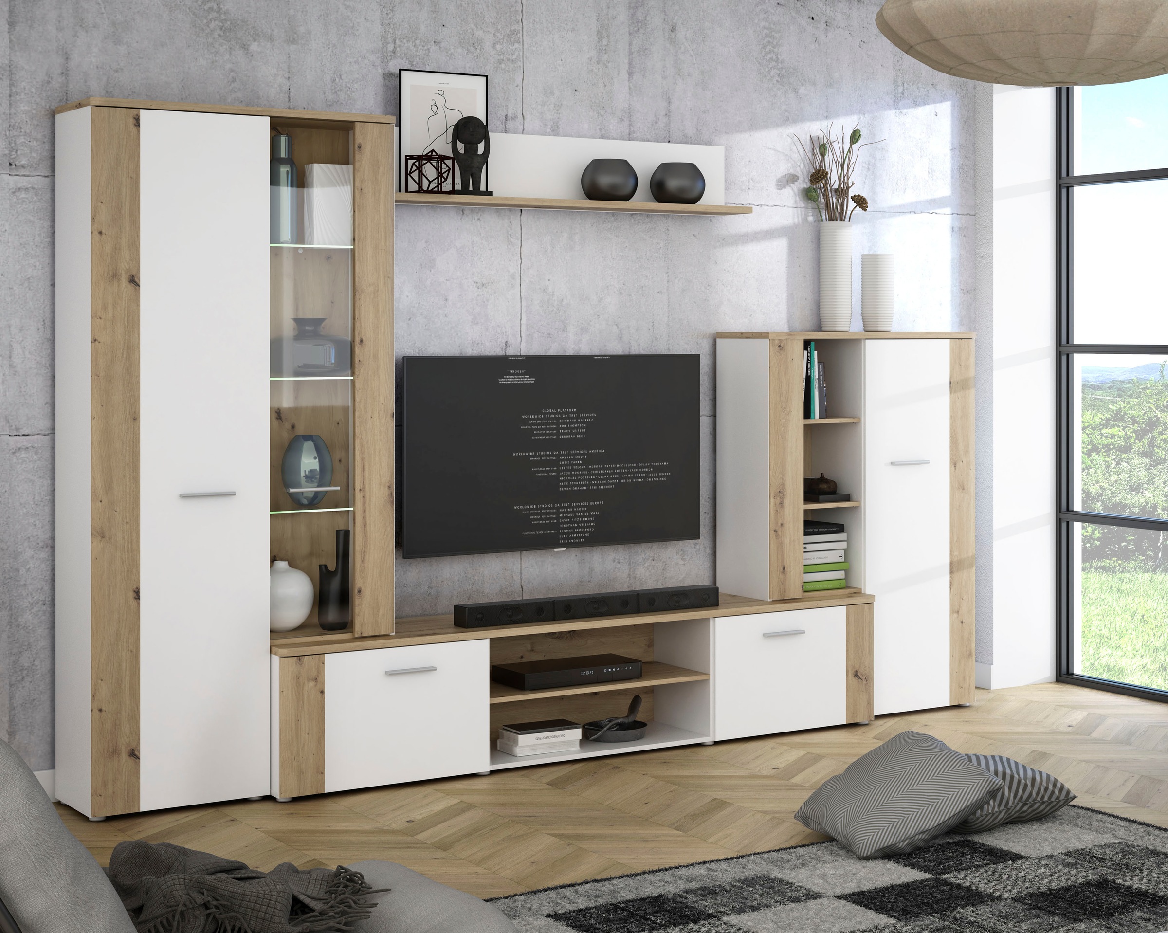 FORTE Wohnwand "Big Bang", (4 St., B/H/T 310/197,6/41,6 cm), viel Stauraum, günstig online kaufen