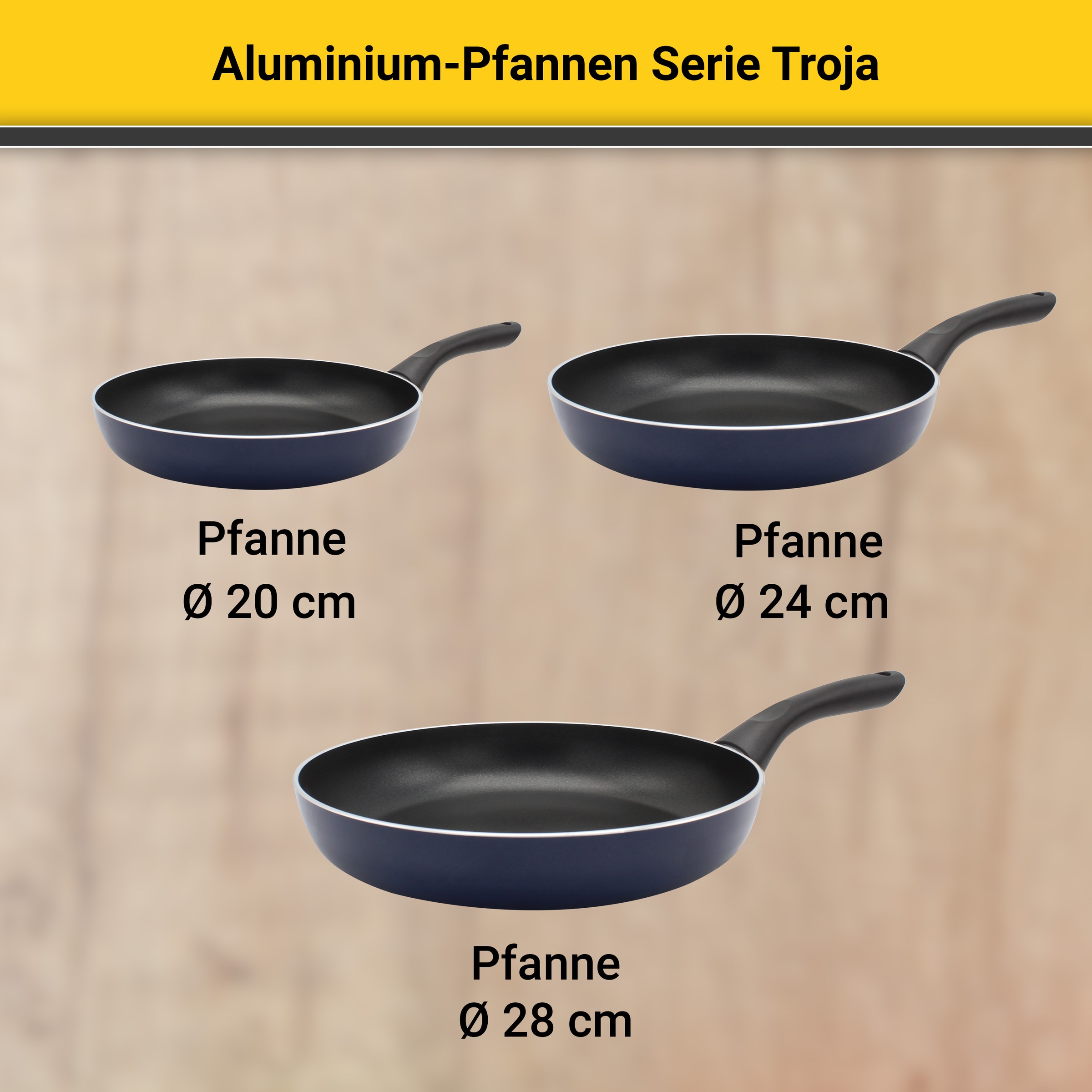 Krüger Bratpfanne »Troja«, Aluminium, (1 tlg.), für Induktions-Kochfelder geeignet