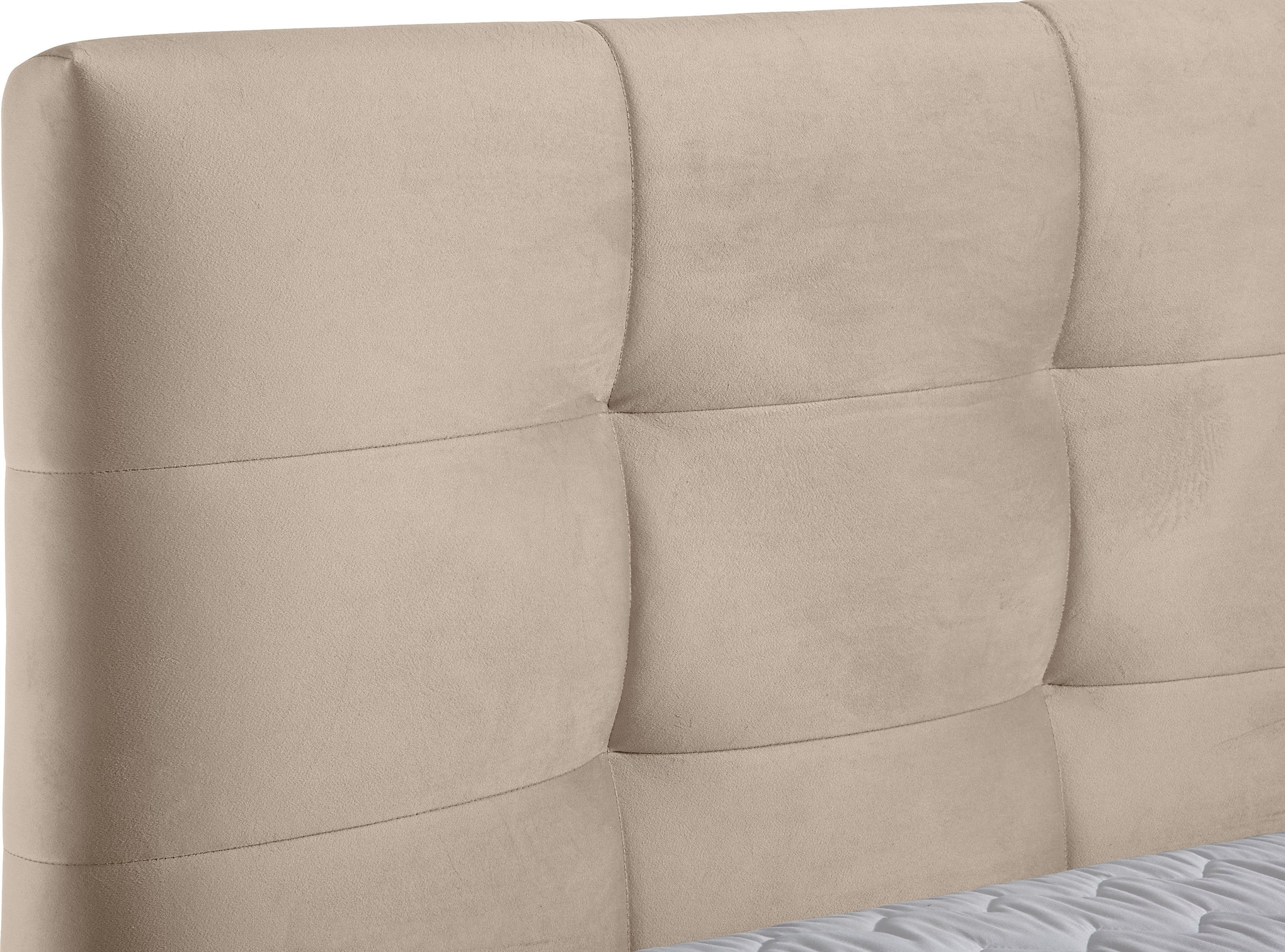 andas Boxspringbett »Salo XXL«, in Samtoptik oder Struktur, 6 Breiten in Überlänge 220cm, 4 Härtegrade