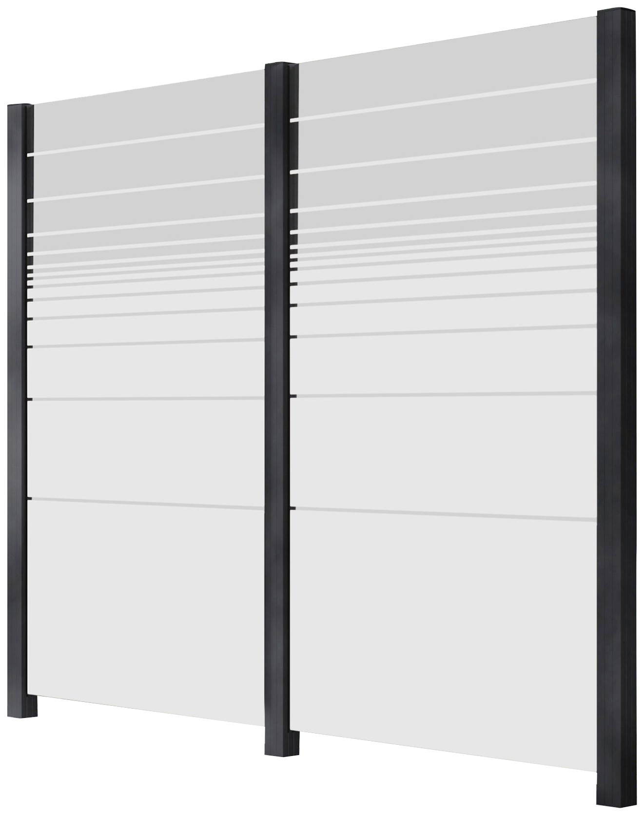 STAKET PRO Zaun, Sicht- und Windschutz: Glaszaun mit zwei Gläsern zum Einbetonieren